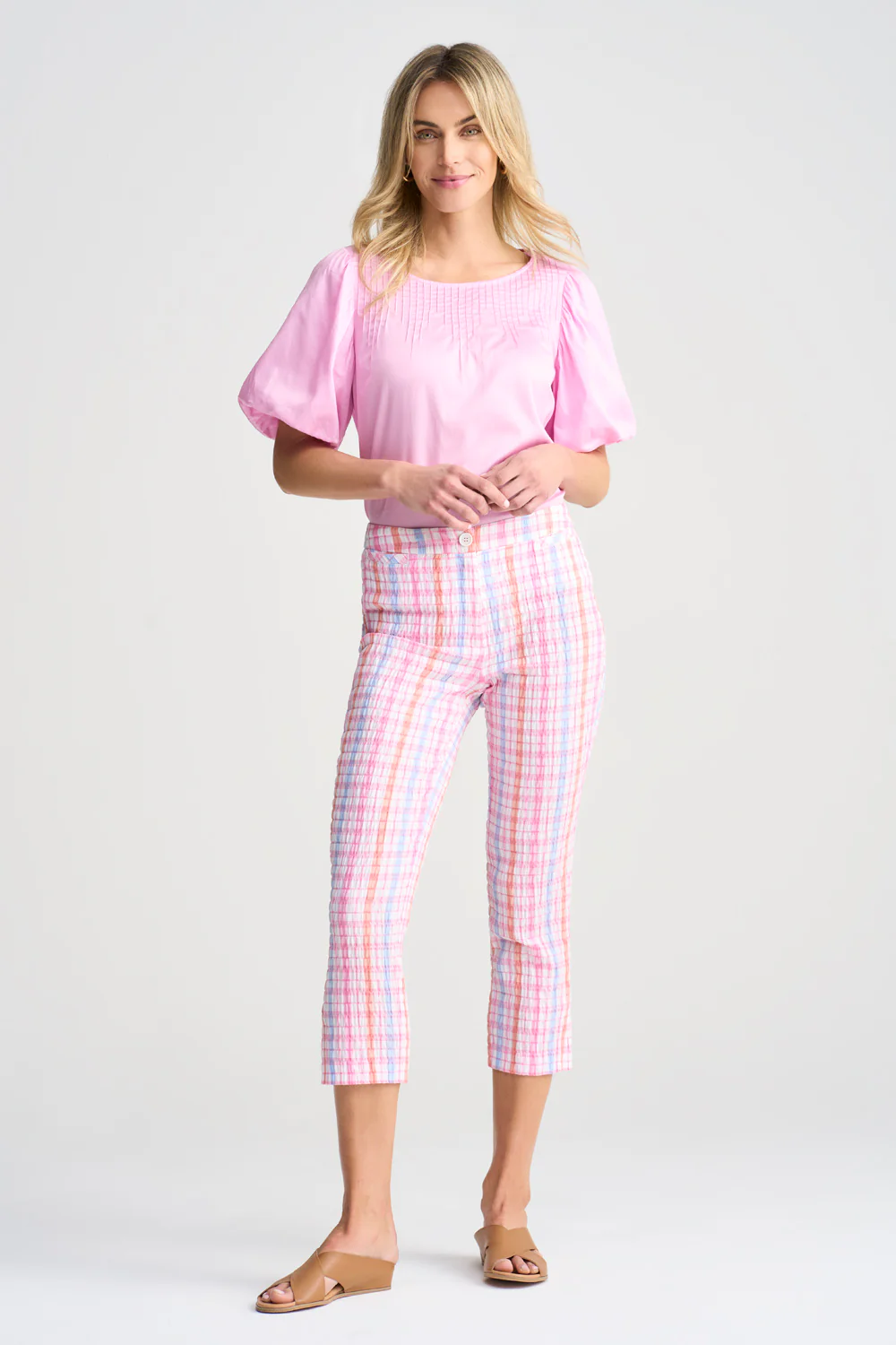Gingham Capri Pant - Pastel Check - Skullriy