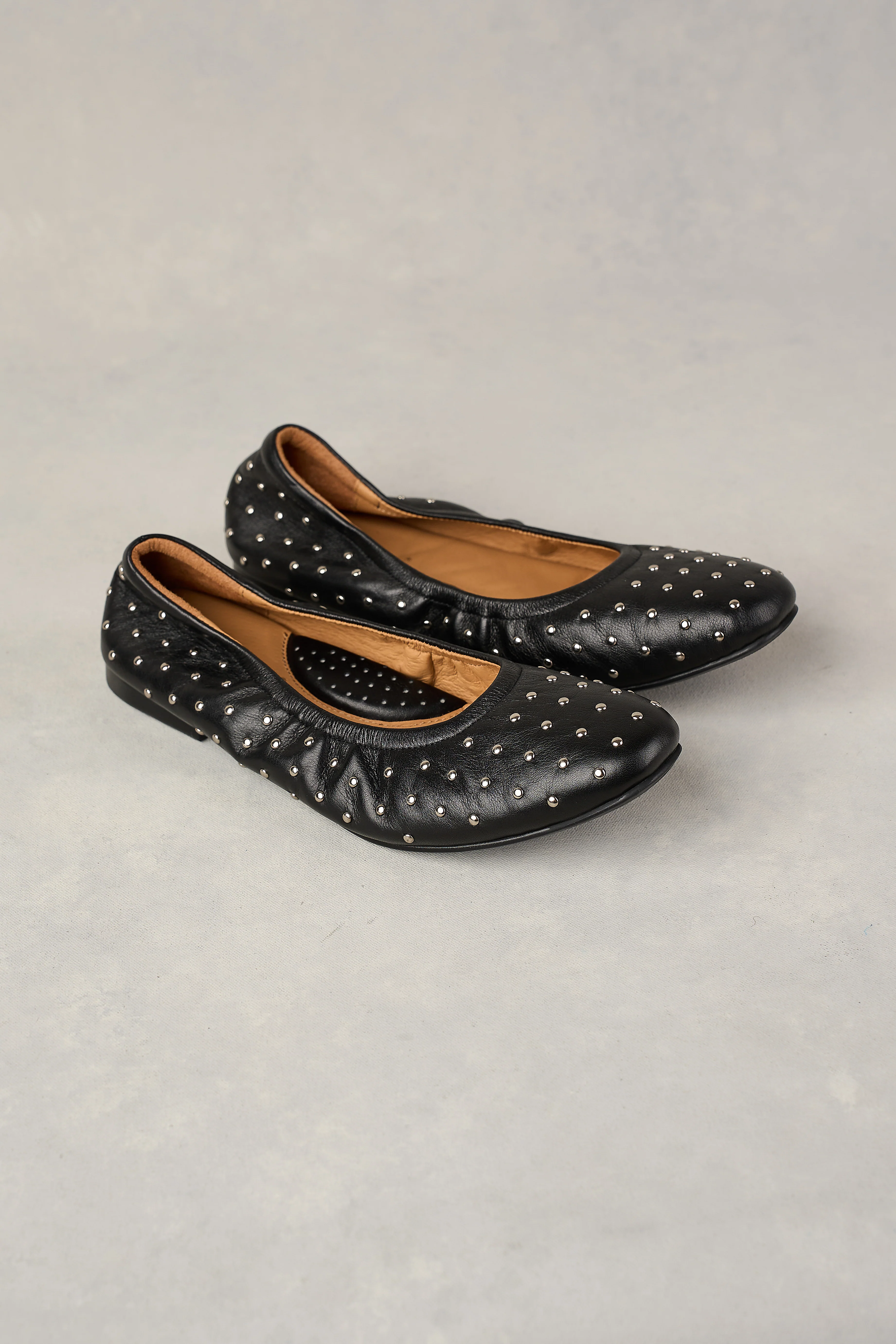 Sadie Stud Ballet Flat - Black - Skullriy