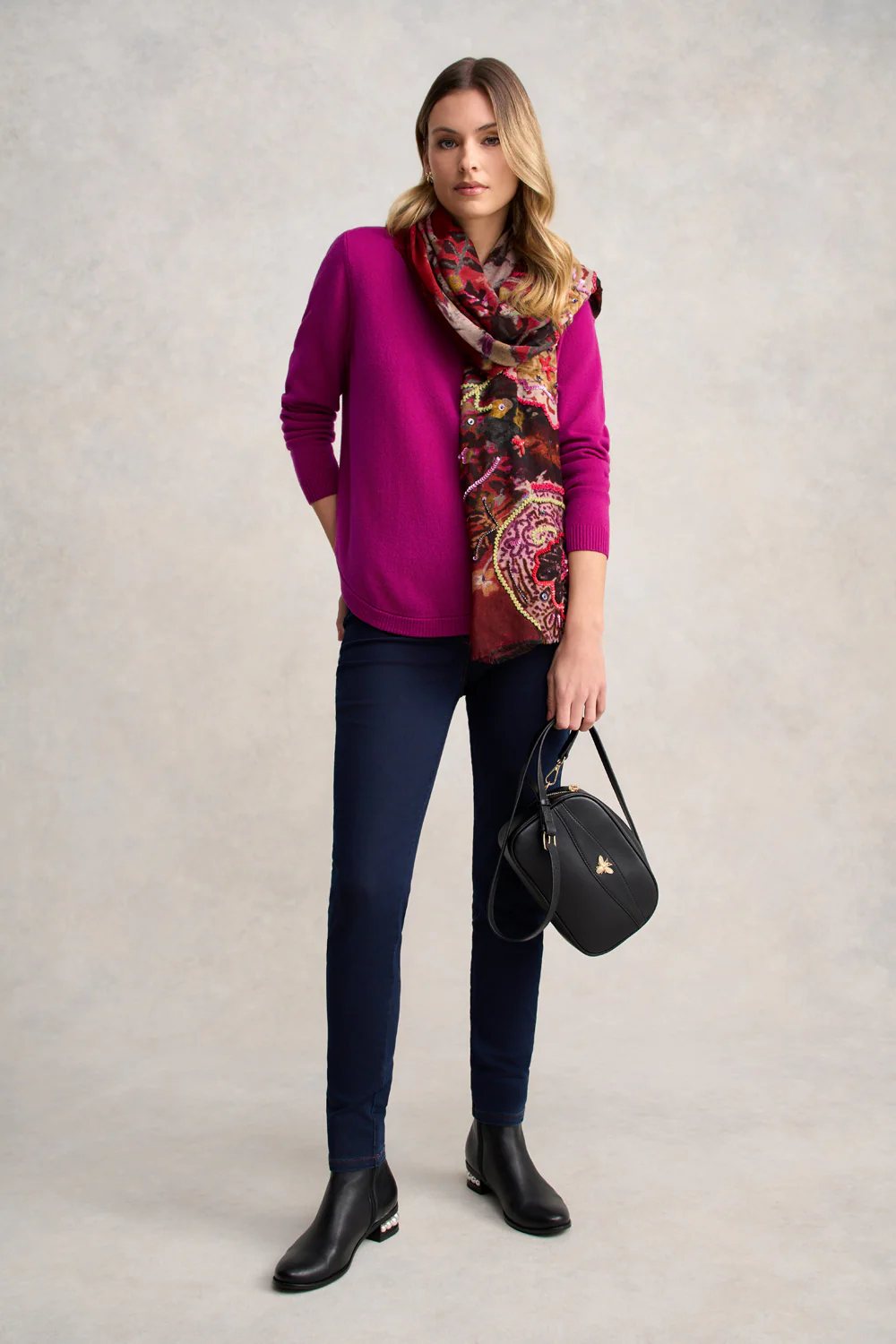 Merino V-Neck Jumper - Jewel - Skullriy