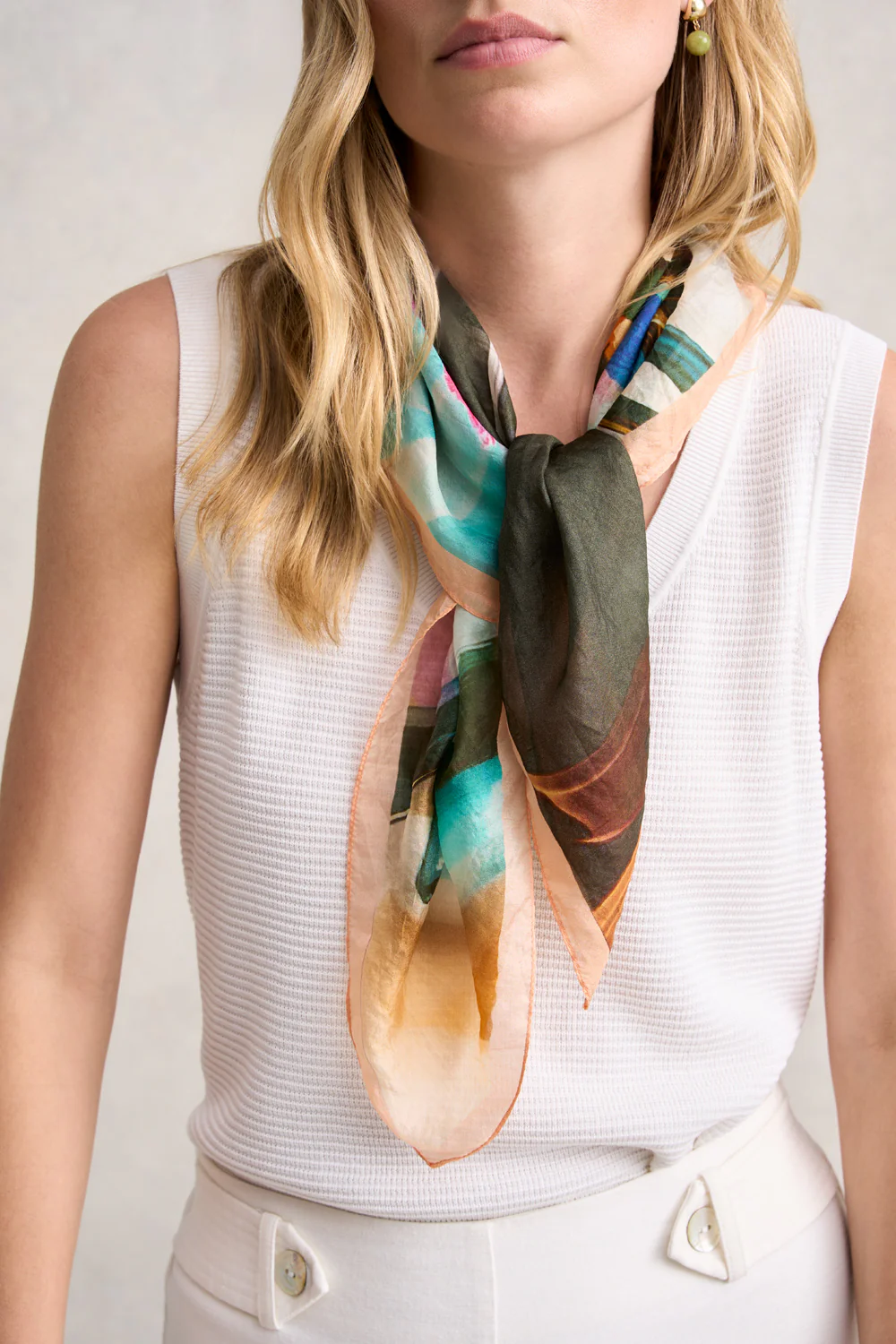 Flower Bed Silk Scarf - Multi - Skullriy