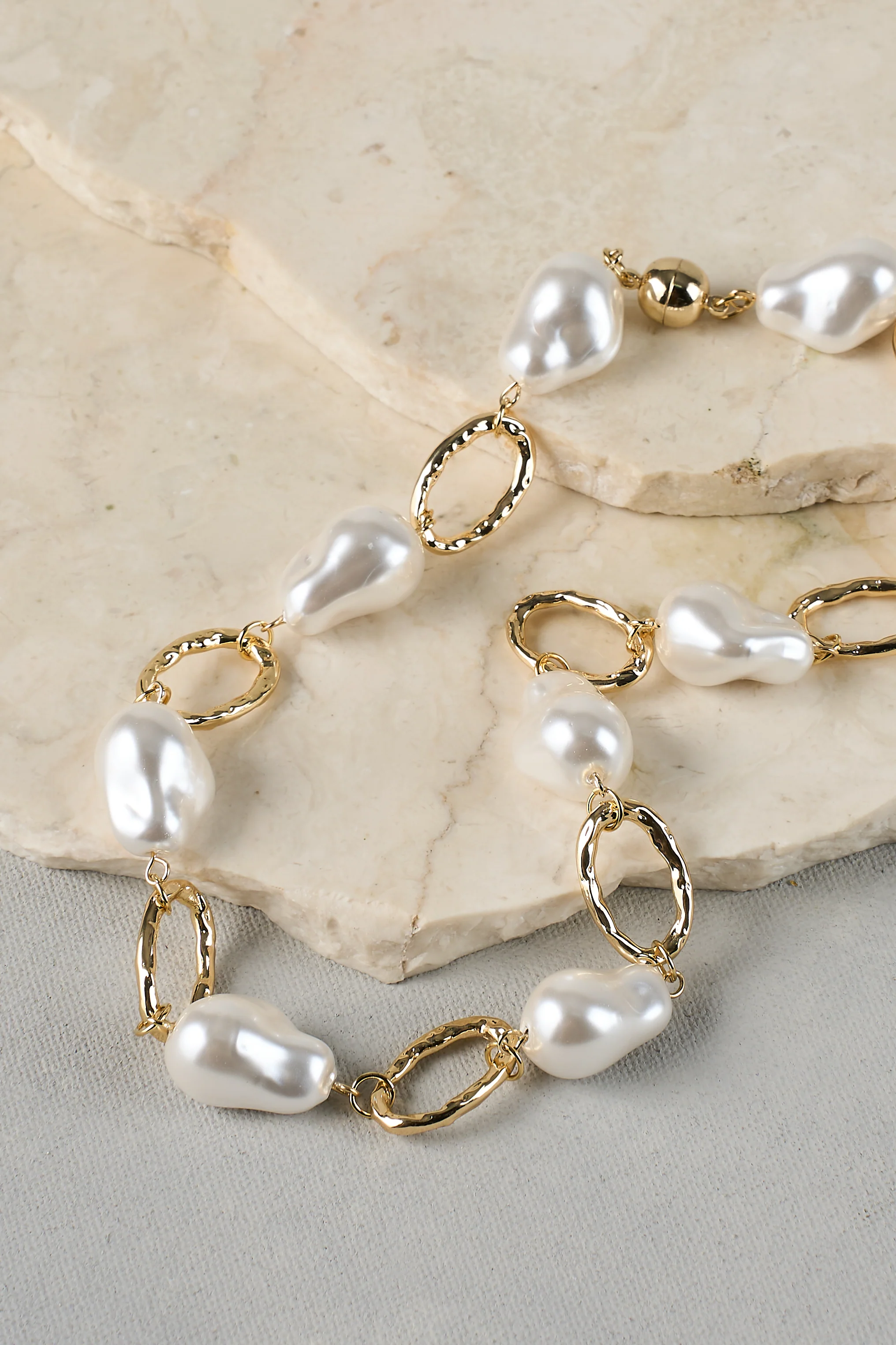 Baroque Pearl Necklace  C Cream - Skullriy