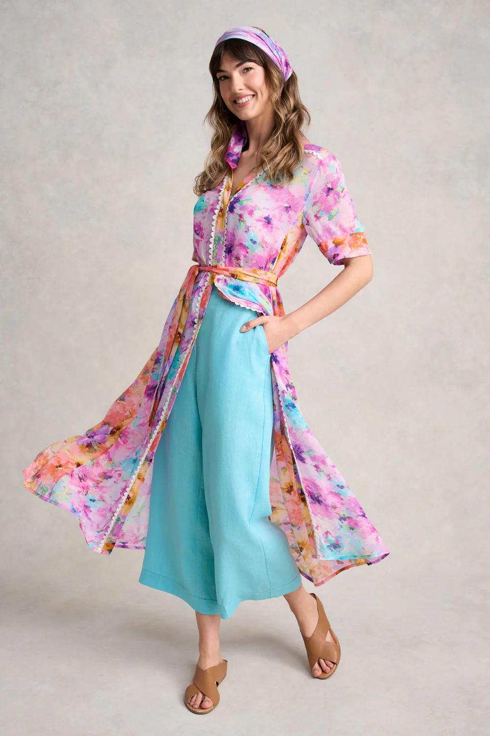 Spliced Print Shirt Dress - Janes Bouquet - Skullriy