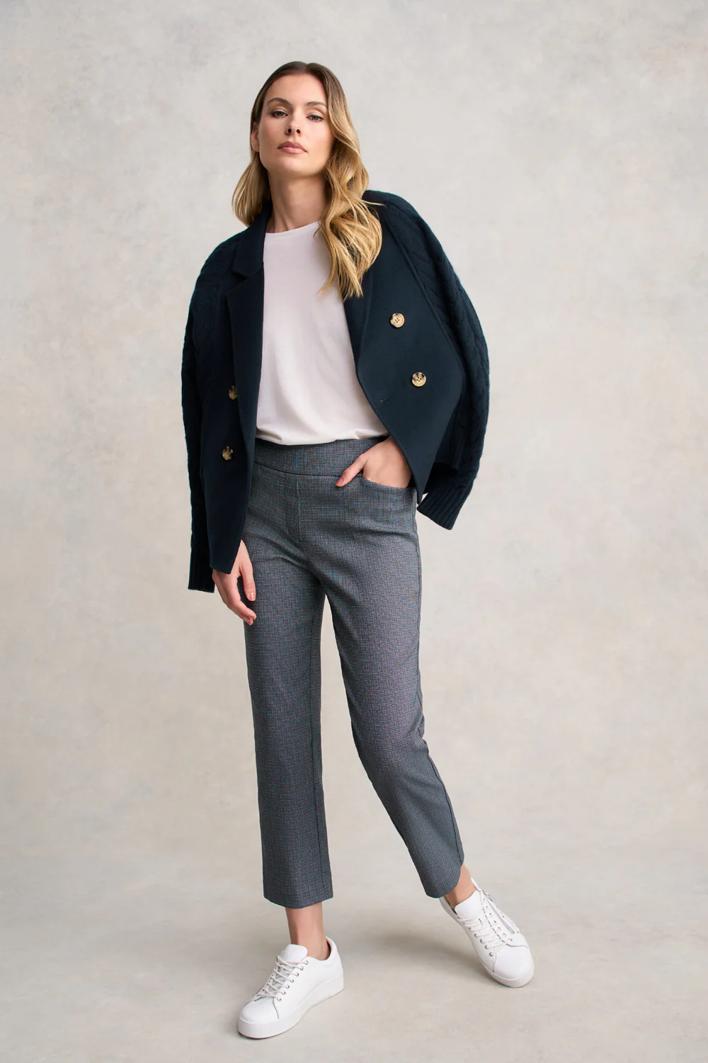 Tapered Check Pant - Ink Textured Check - Skullriy