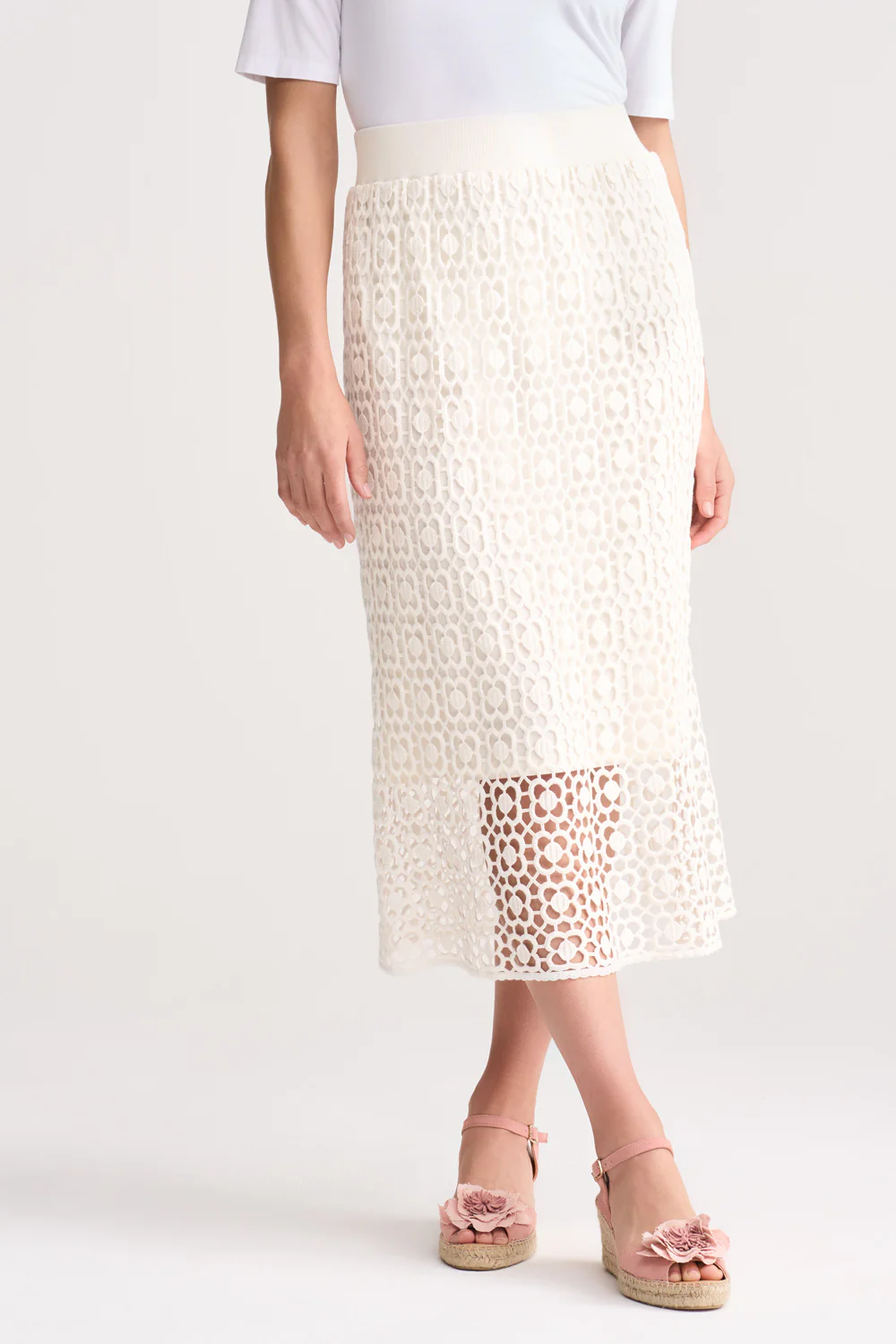Cotton Lace Skirt - Chalk - Skullriy