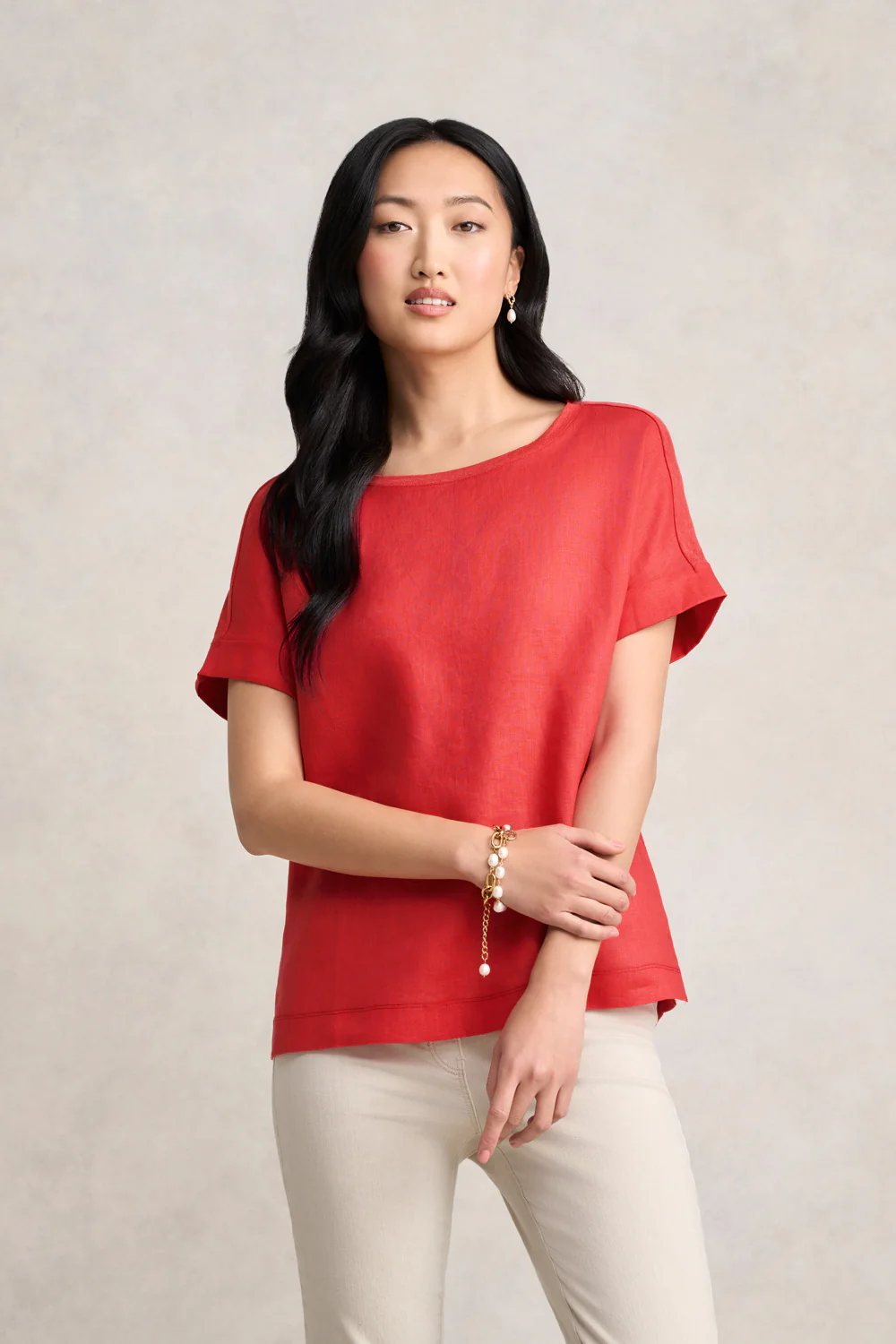 Linen Mix Top - Poppy - Skullriy
