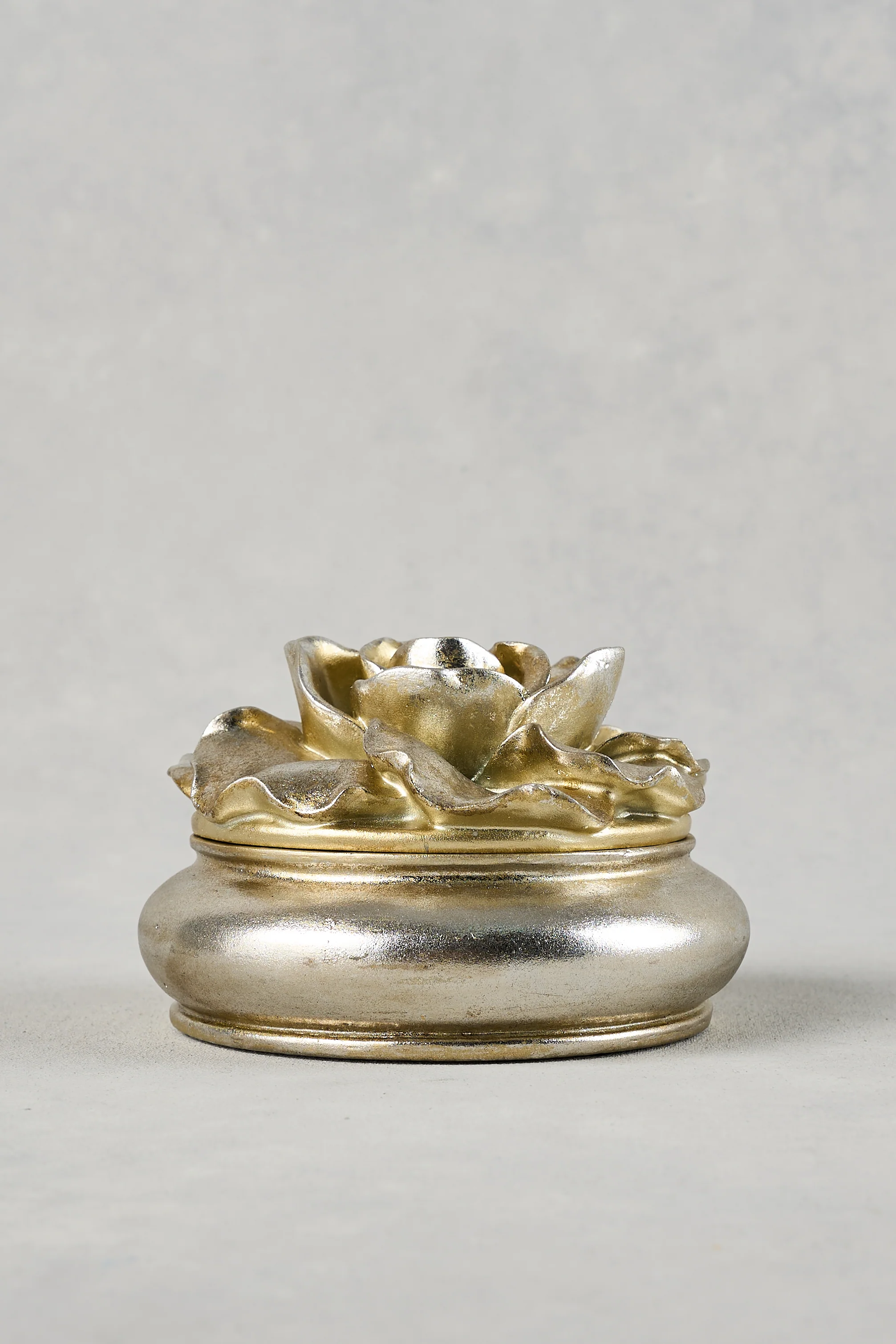 Large Floral Trinket Box  C Silver - Skullriy