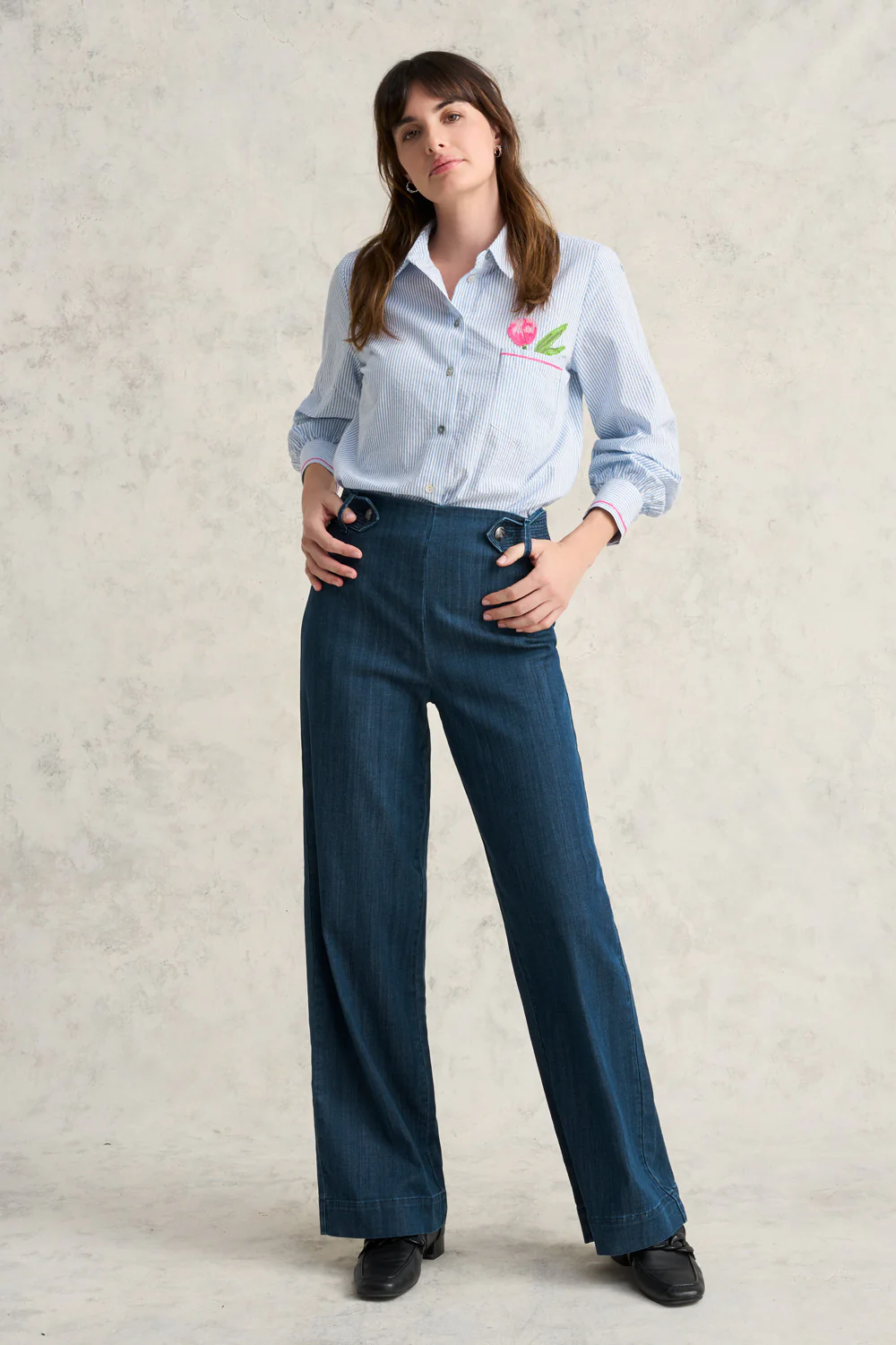 Cotton Seersucker Shirt - Jean - Skullriy