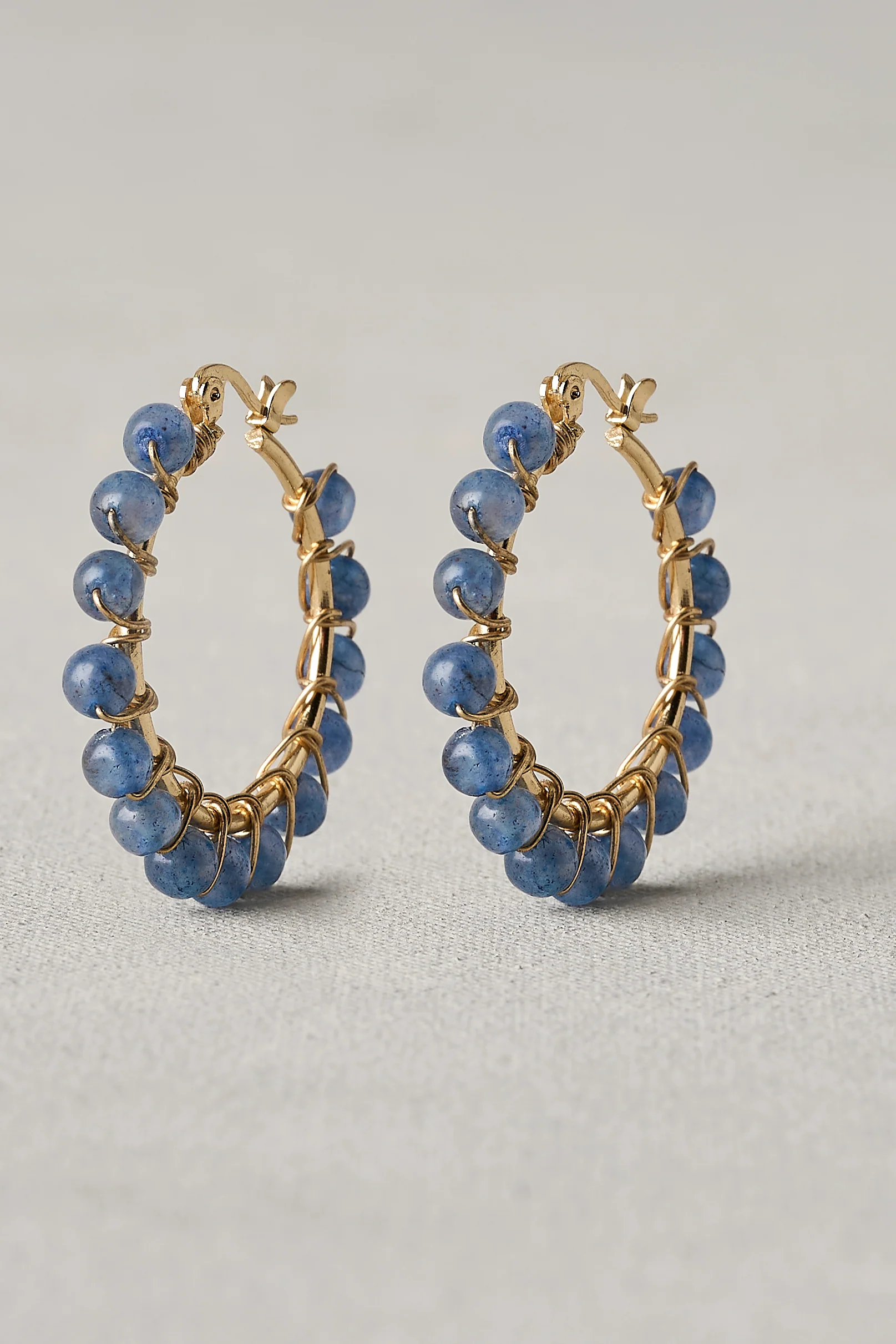 Semi Precious Stone Hoops - Navy - Skullriy