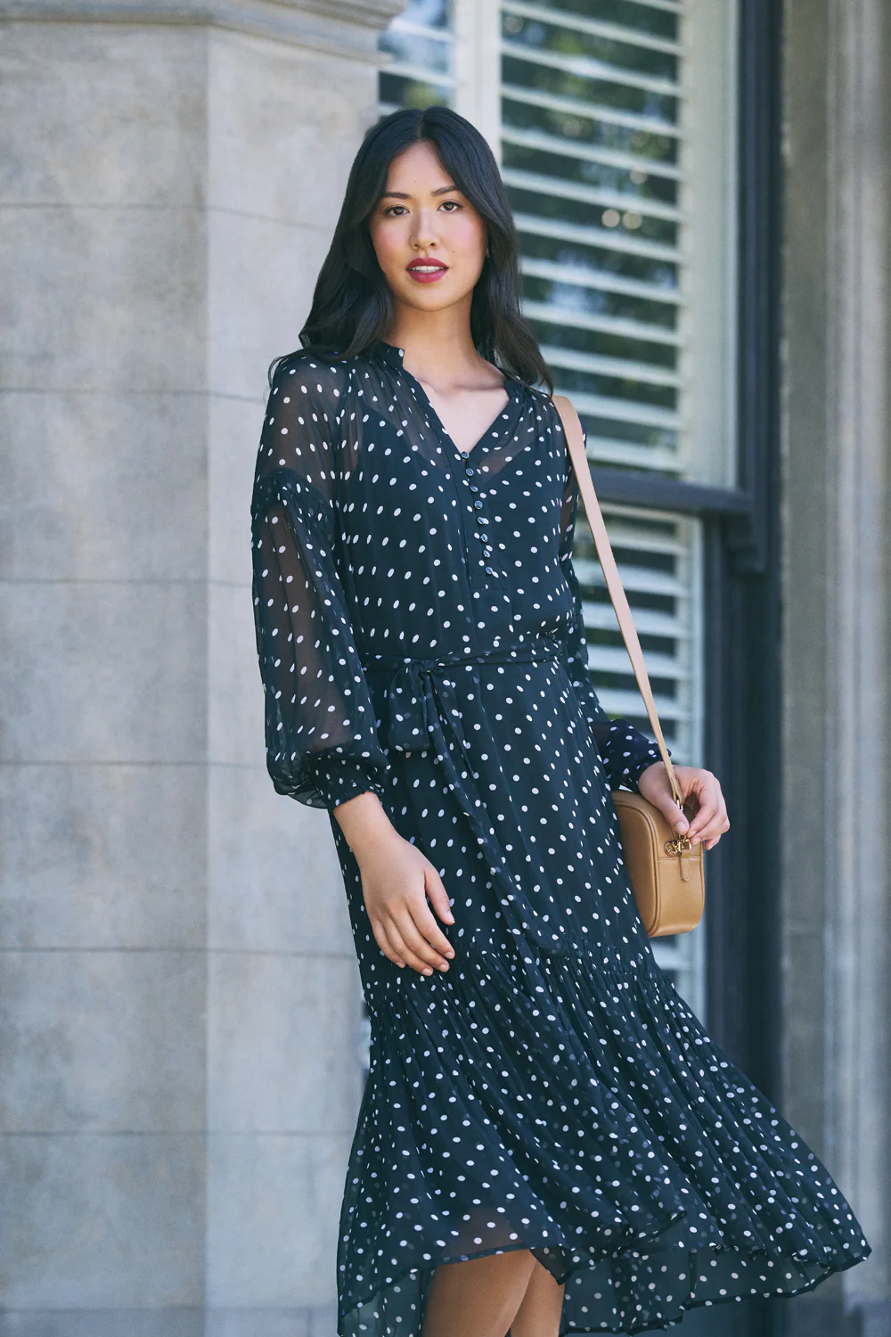 Crinkle Viscose Dress - Deep Navy Spot - Skullriy