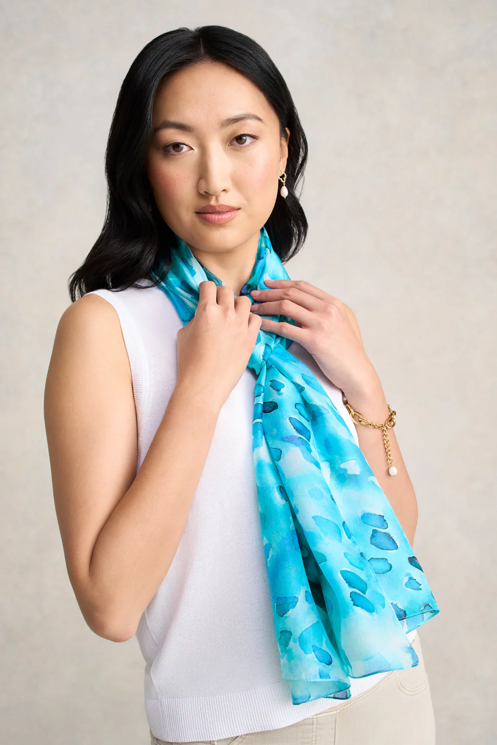 Blue Raindrops Silk Scarf - Skullriy