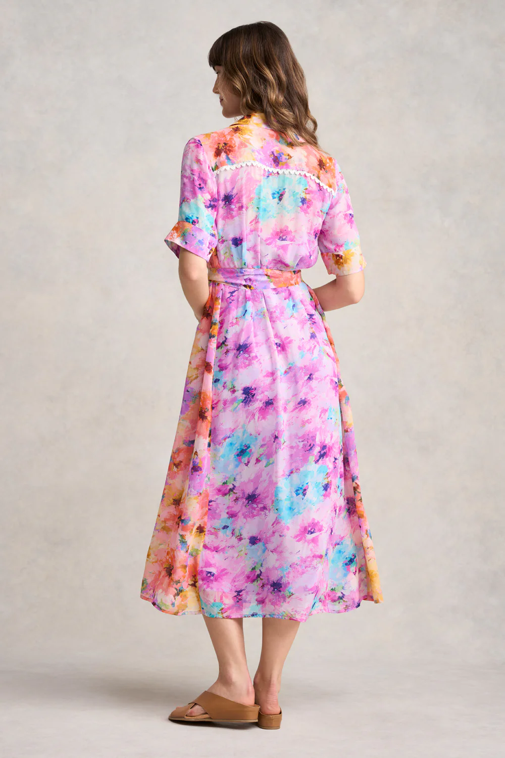 Spliced Print Shirt Dress - Janes Bouquet - Skullriy