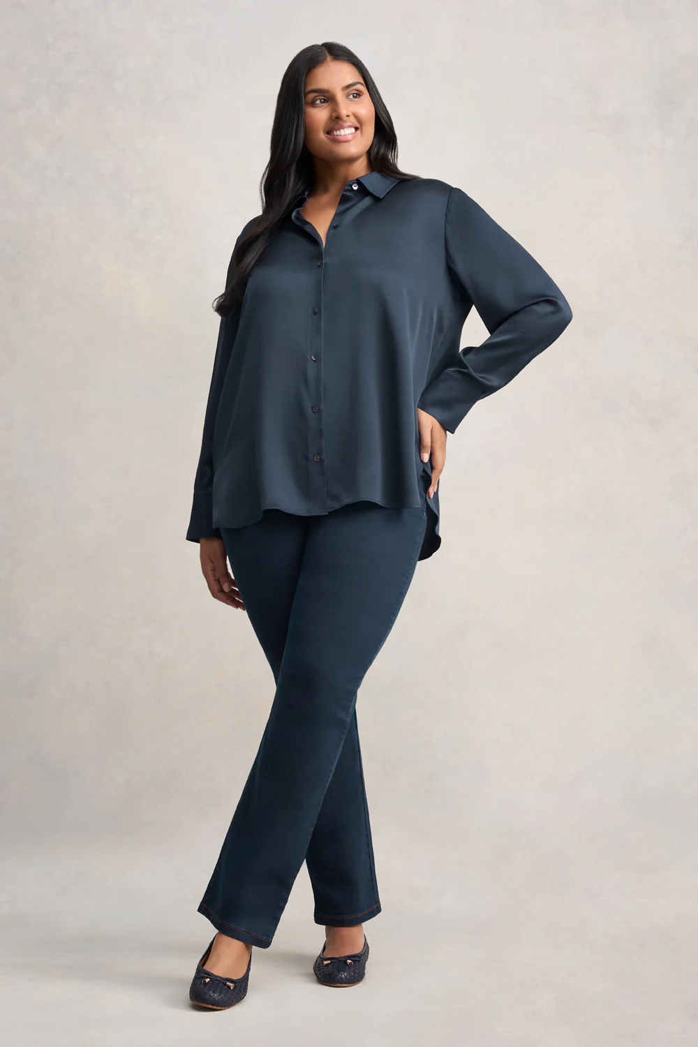 Stretch Silk Shirt - Ink - Skullriy