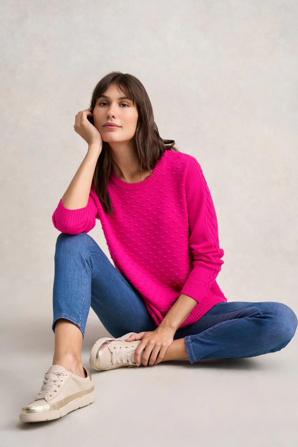 Merino Wool Popcorn Jumper - Hot Pink - Skullriy