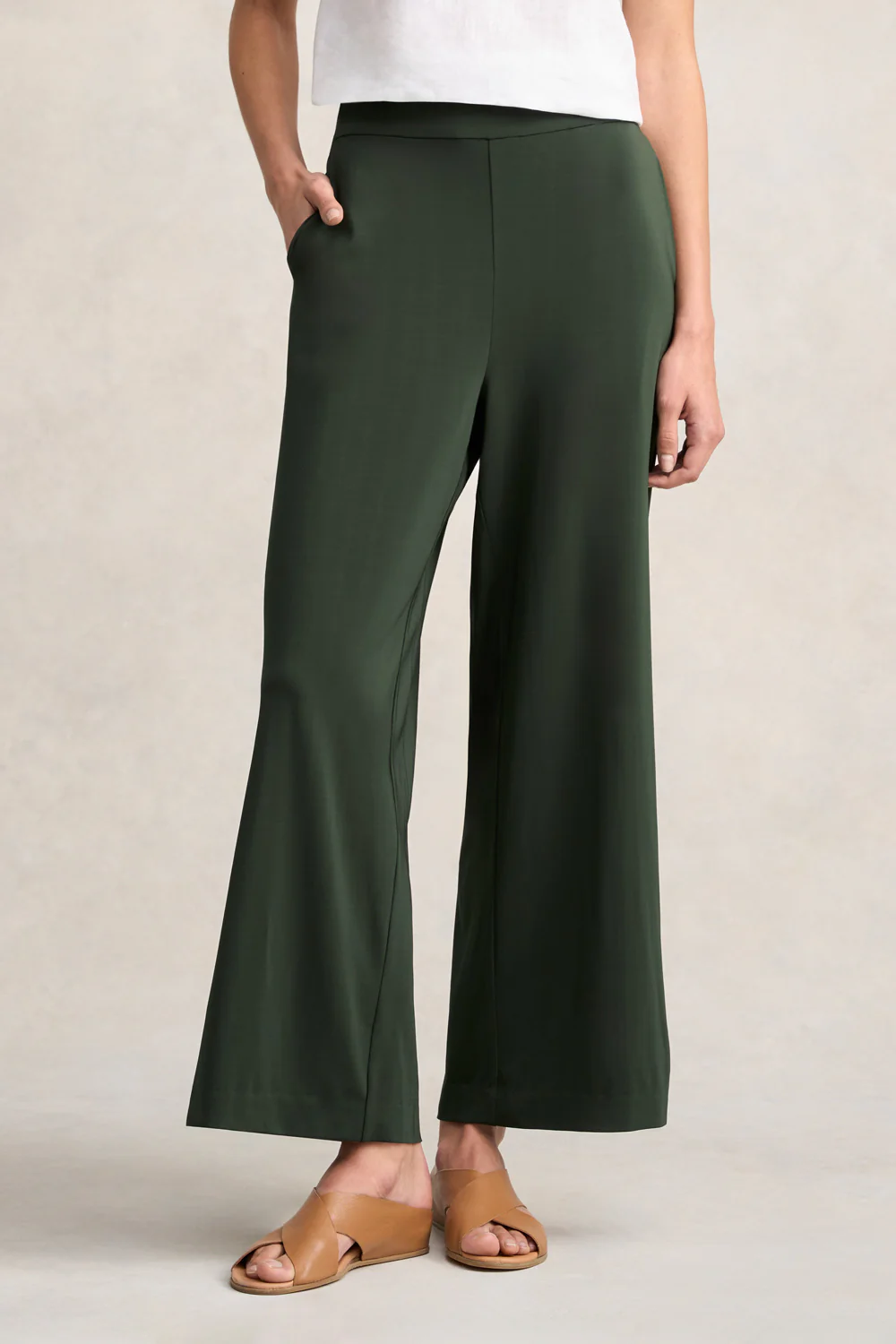 High Twist Palazzo Pant - Dark Khaki - Skullriy