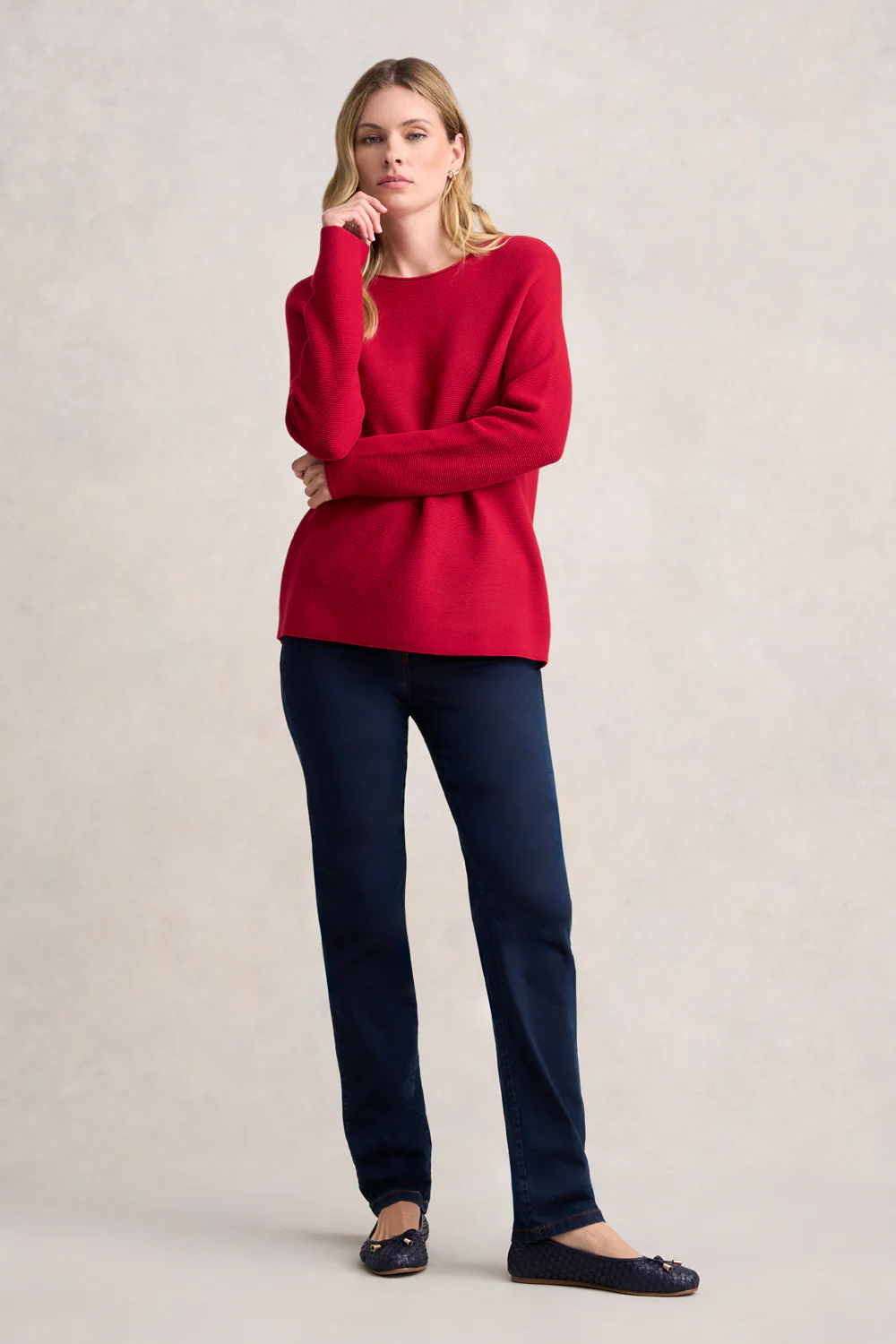 Purl Cotton Jumper - Rouge - Skullriy