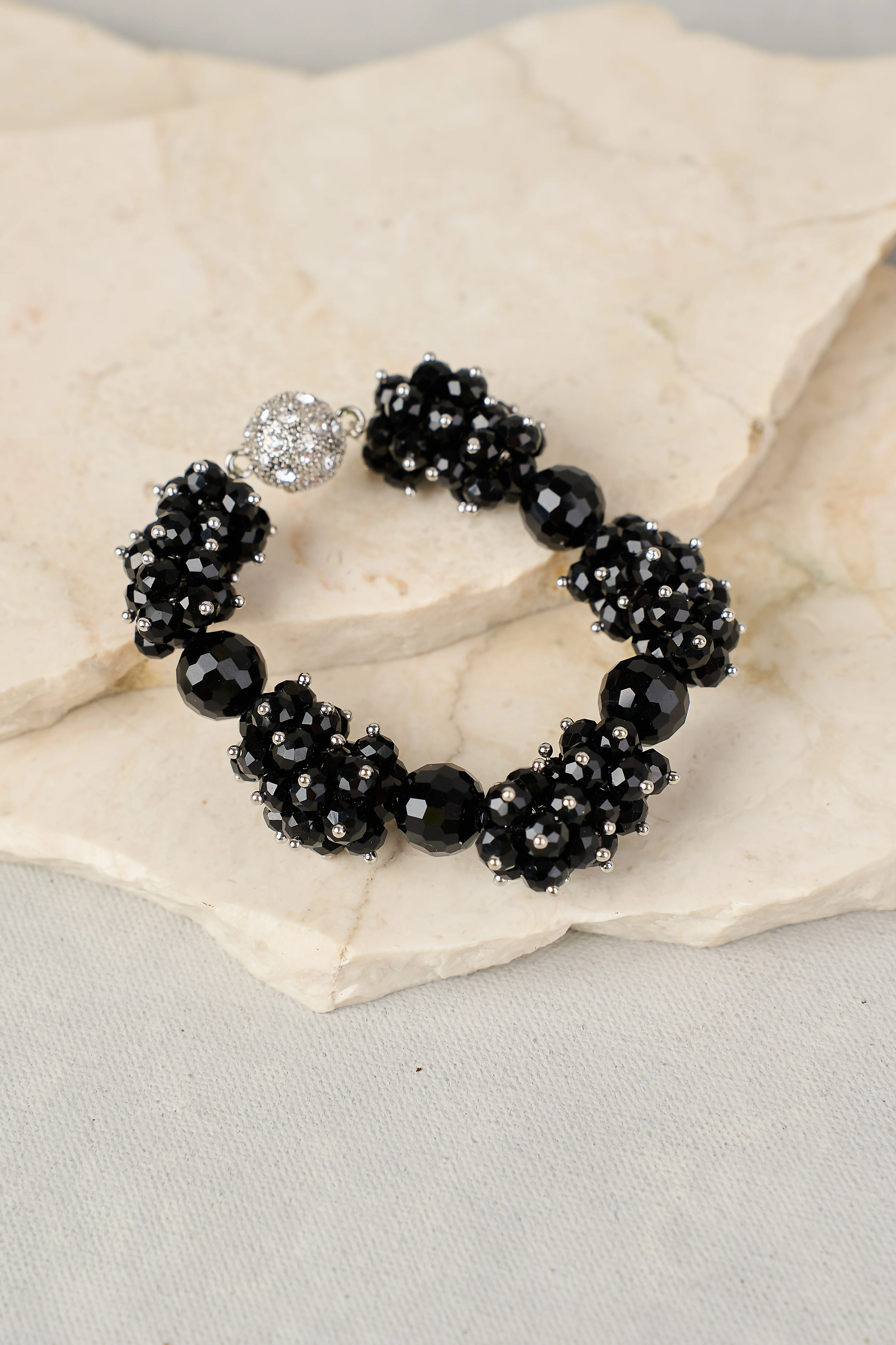 Noir Glass Bead Bracelet - Black - Skullriy