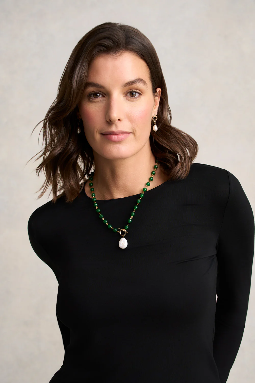 Pearl Pendant Necklace - Emerald - Skullriy