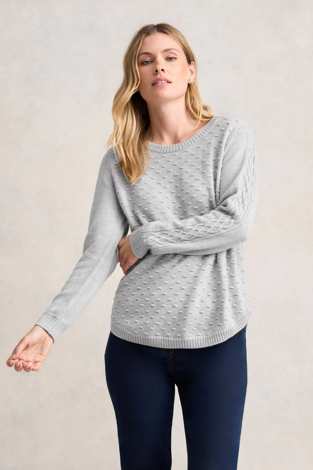 Merino Wool Popcorn Jumper - Frost - Skullriy