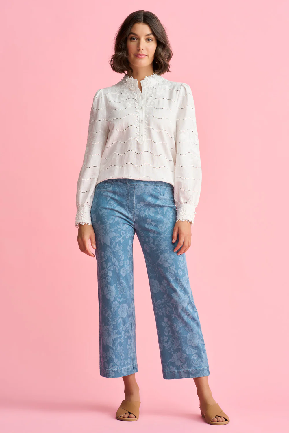 Bengajean  7/8 Wide Leg - Botanic Laser Print - Skullriy