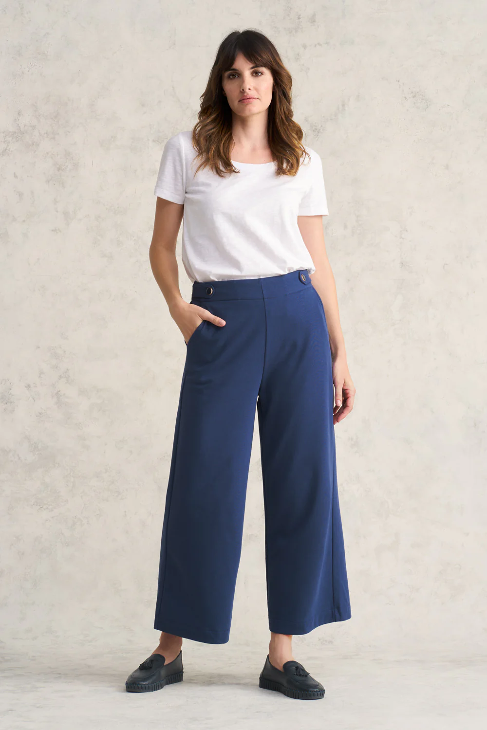 Cotton Culotte Track Pant - Deep Cobalt - Skullriy