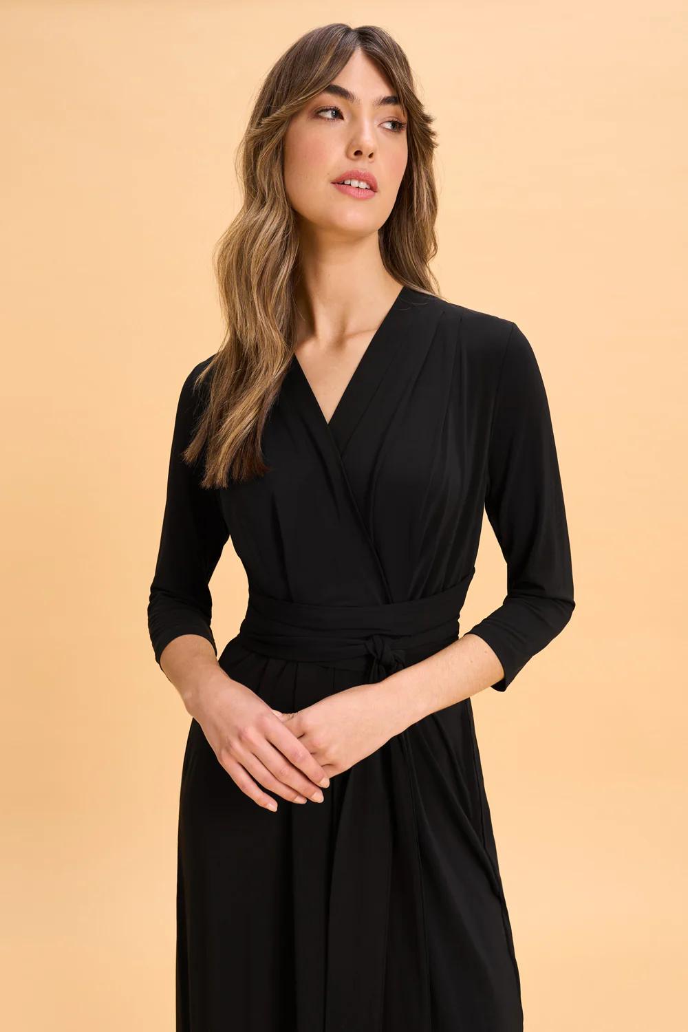 Tie Waist Jersey Dress - Black - Skullriy