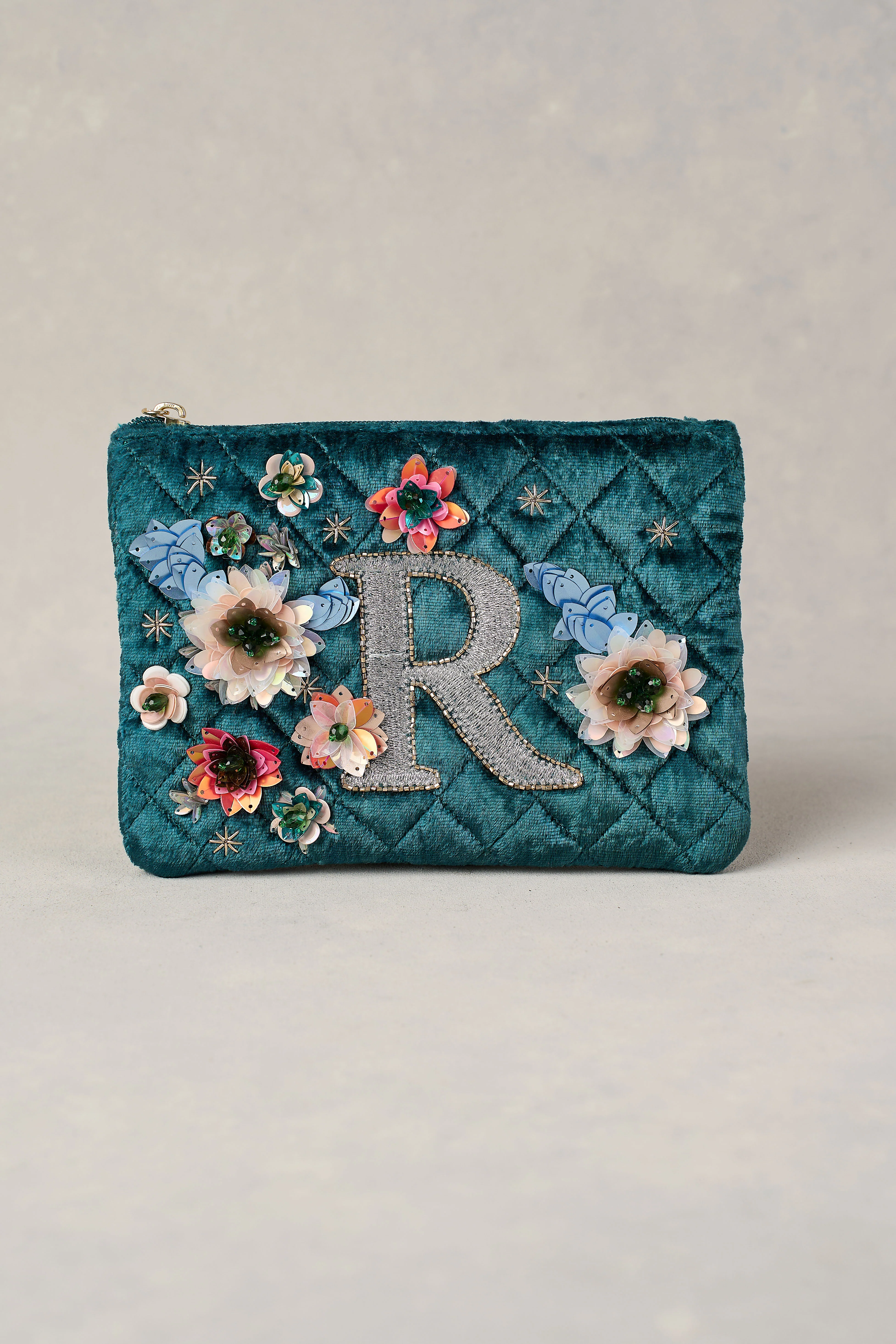 R Monogram Cosmetic Bag - Emerald - Skullriy