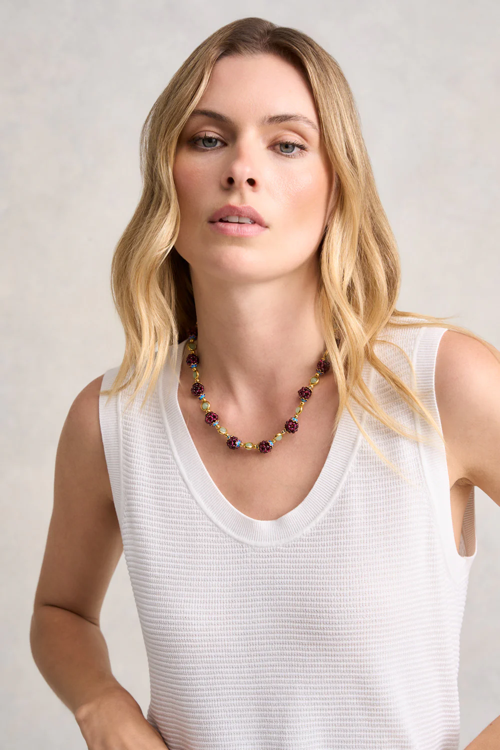 Beatriz Beaded Necklace - Multi - Skullriy