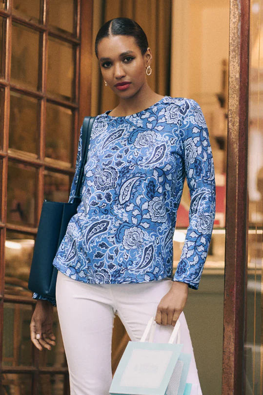 Abstract Paisley T-Shirt - Blue Paisley - Skullriy