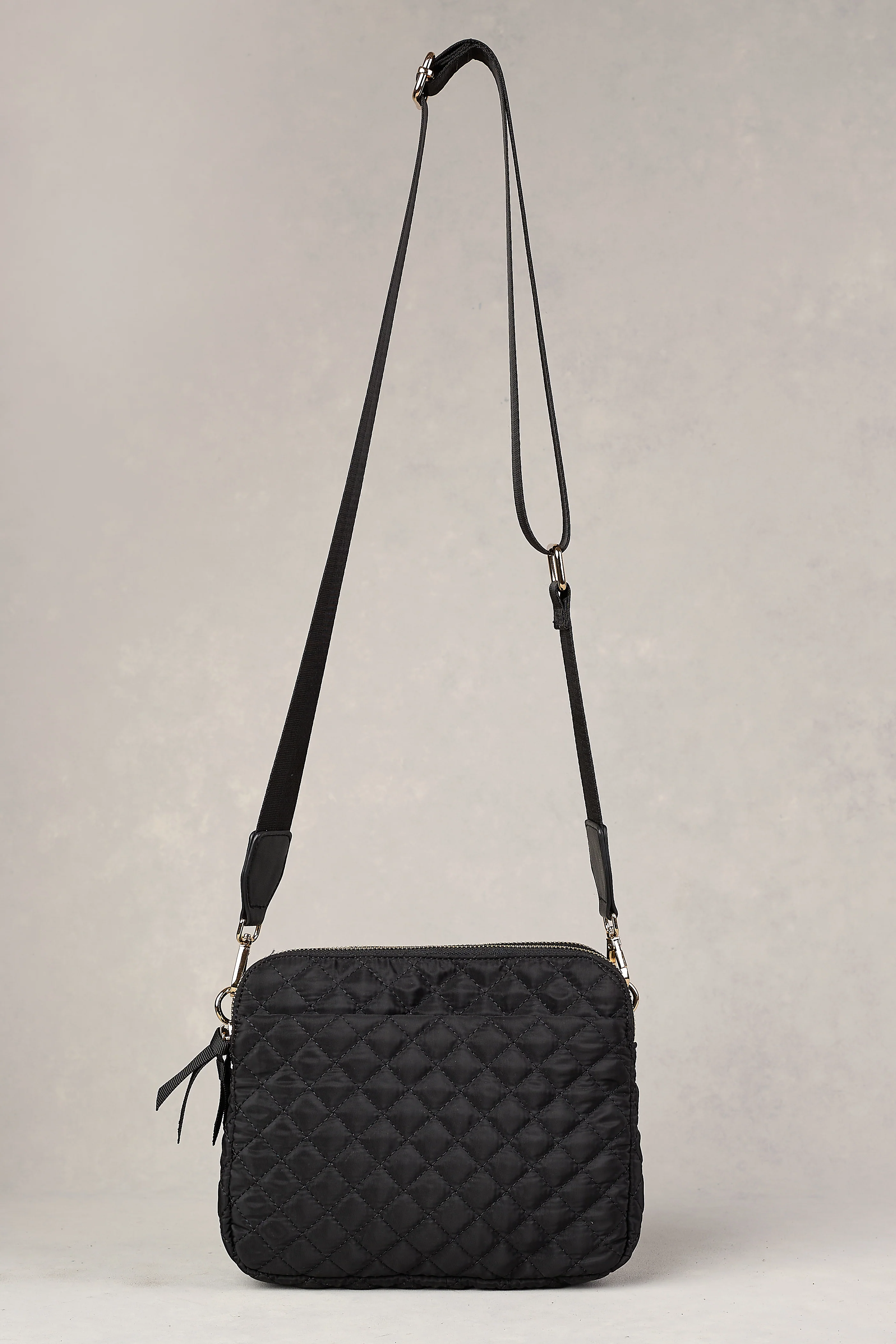 Naomi Quilted Crossbody Bag - Black - Skullriy