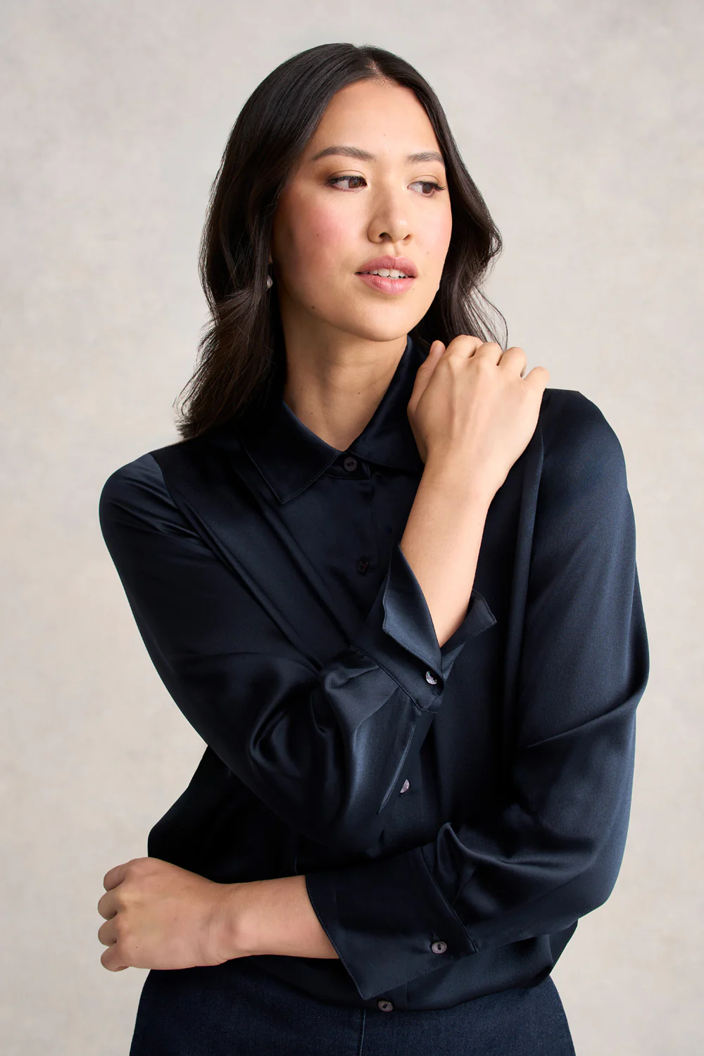 Stretch Silk Shirt - Ink - Skullriy