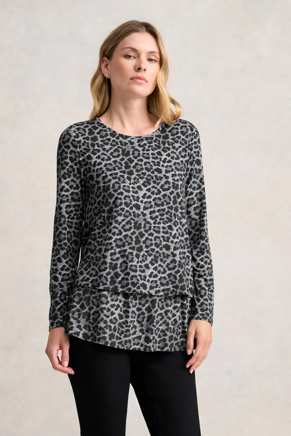 Long Sleeve Layered Tee - Black Leopard - Skullriy