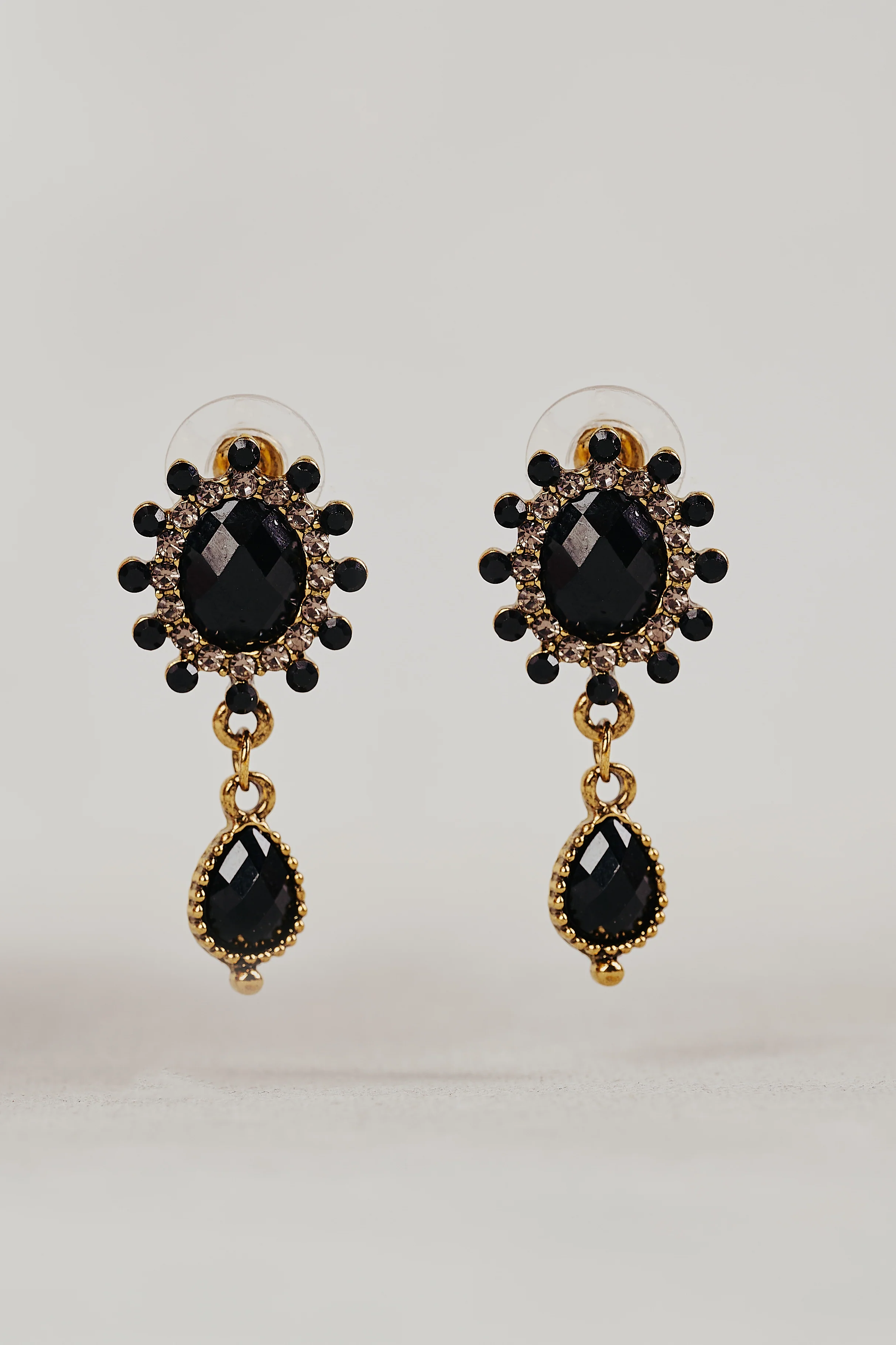 Noir Glass Drop Earrings - Black - Skullriy