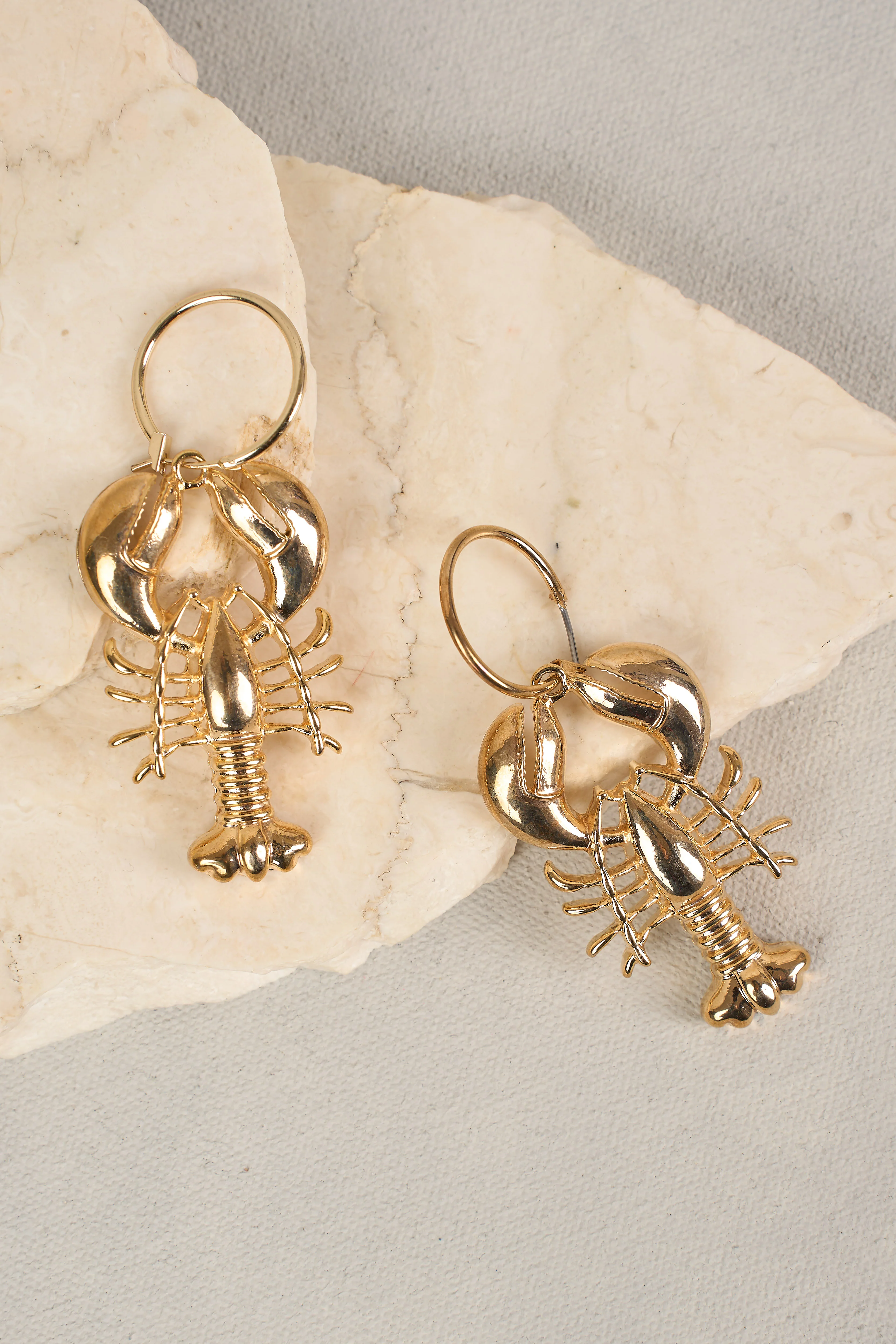 Lobster Pendant Earrings - Gold - Skullriy