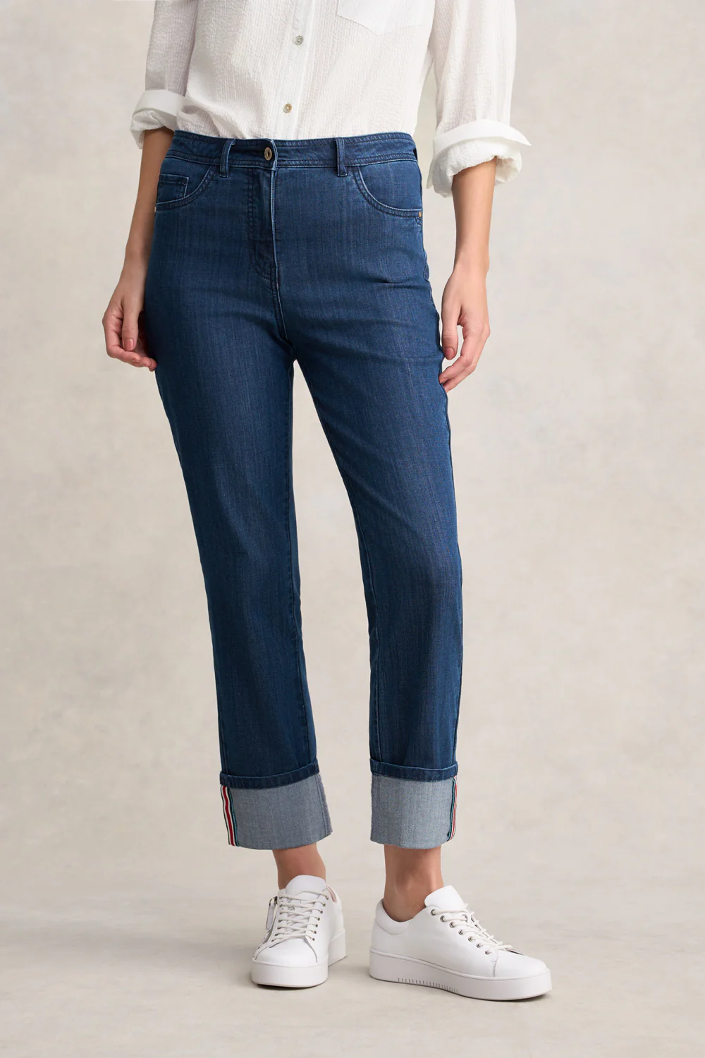 Classique 25 Turn Up Jeans - Mid Wash Denim - Skullriy