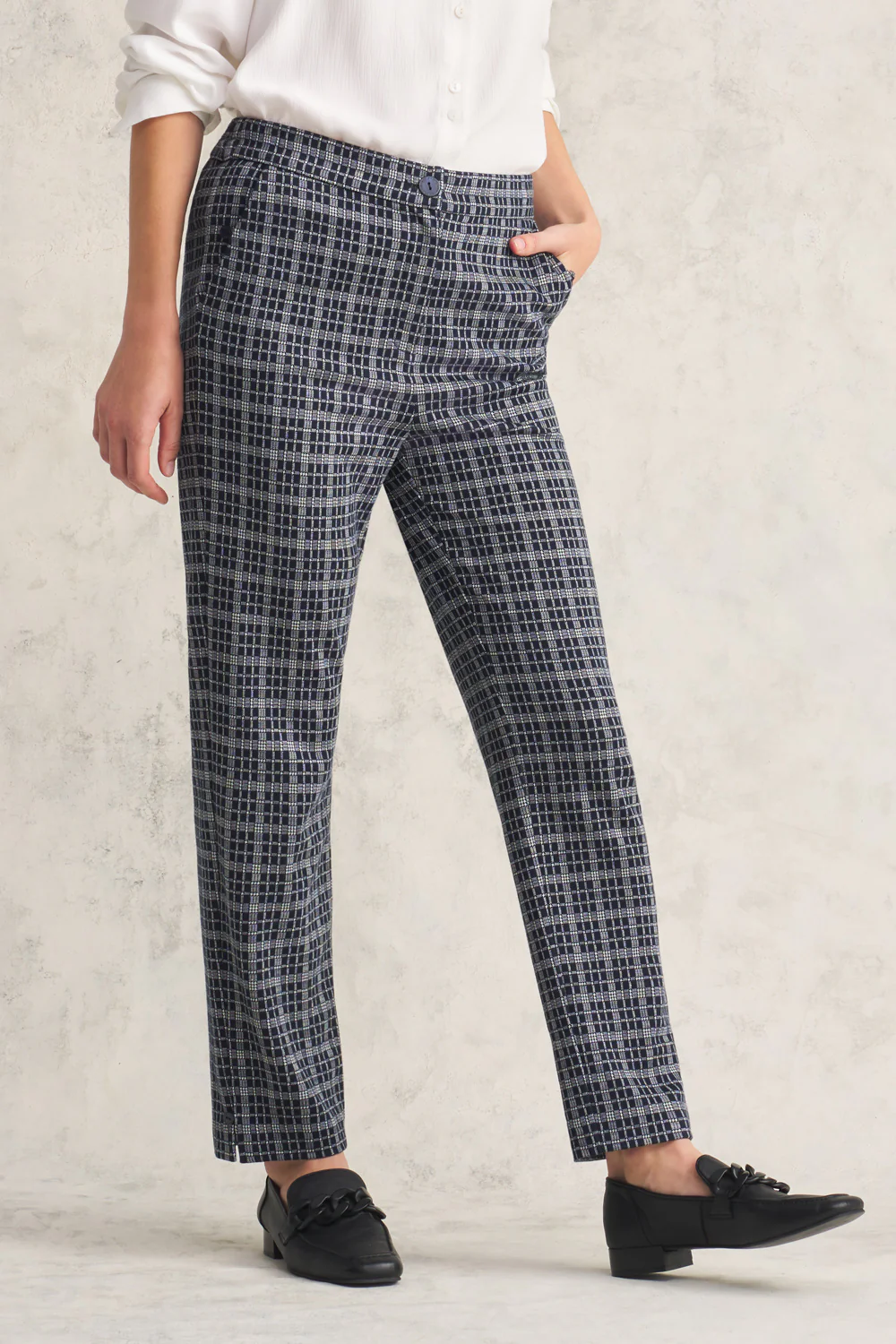 Ponte Check Pant - Ink Check - Skullriy