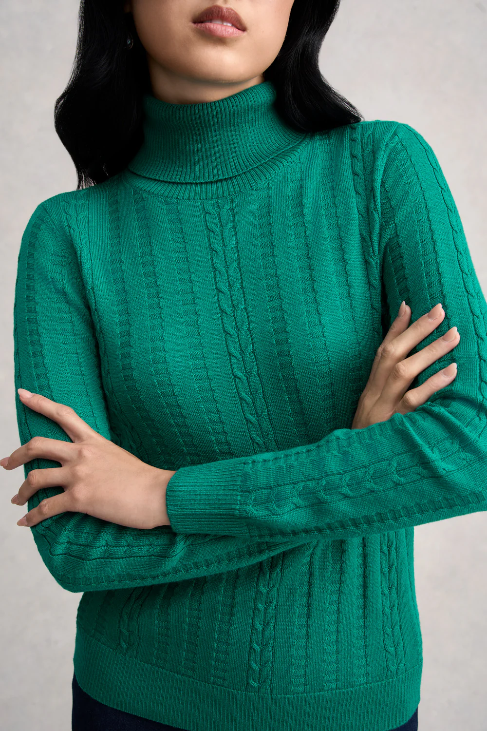 Wool Cable Jumper - Jade - Skullriy