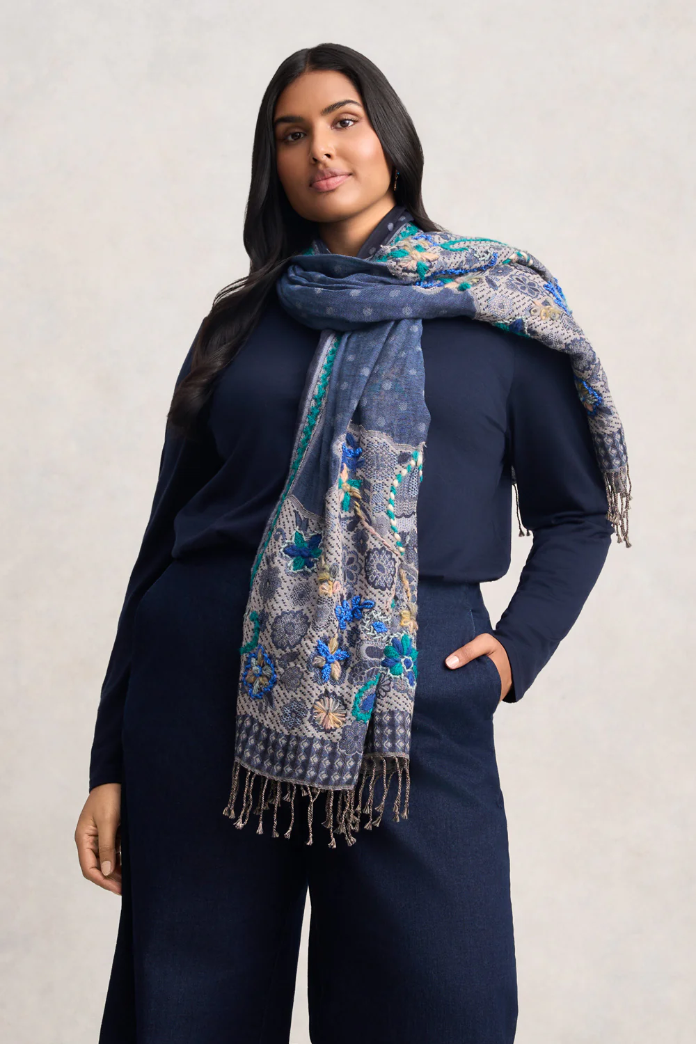 Fancy Embellished Blanket Scarf - Multicolour - Skullriy