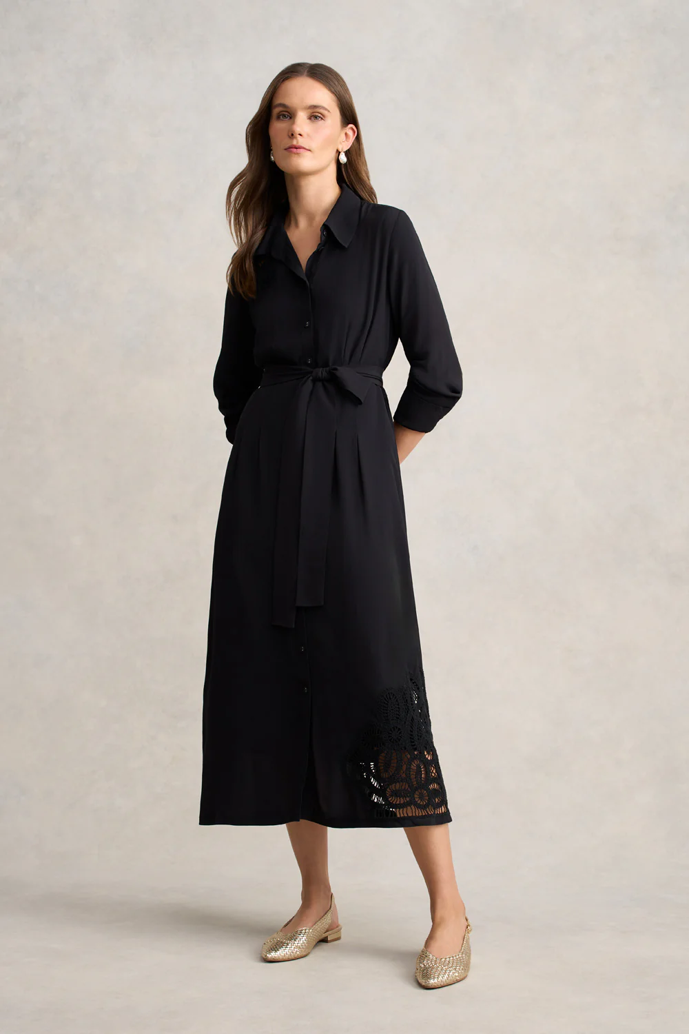 Lace Insert Dress  C Black - Skullriy