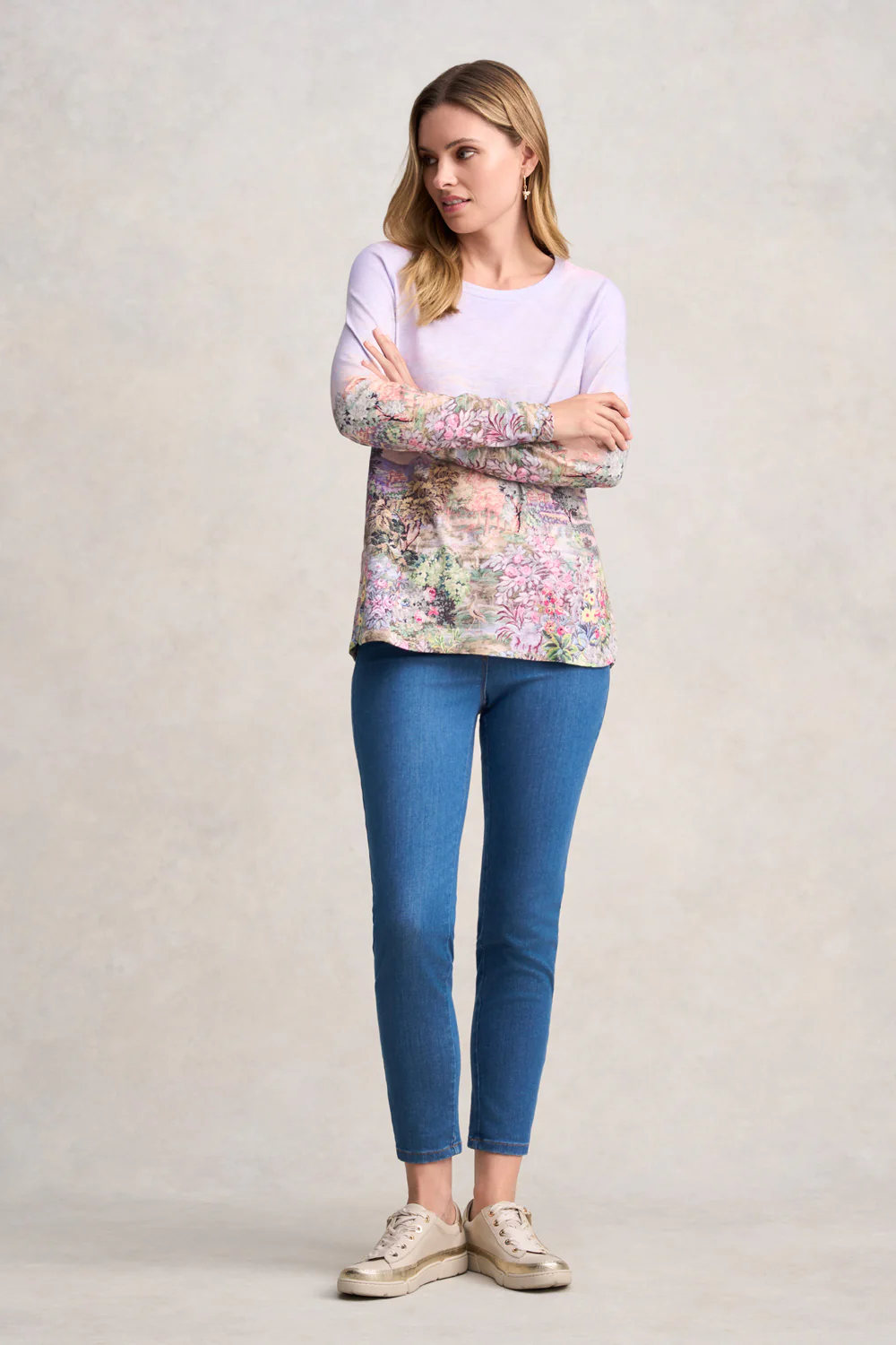 Long Sleeve Organic Cotton T-Shirt - Scenic Sunset Print - Skullriy