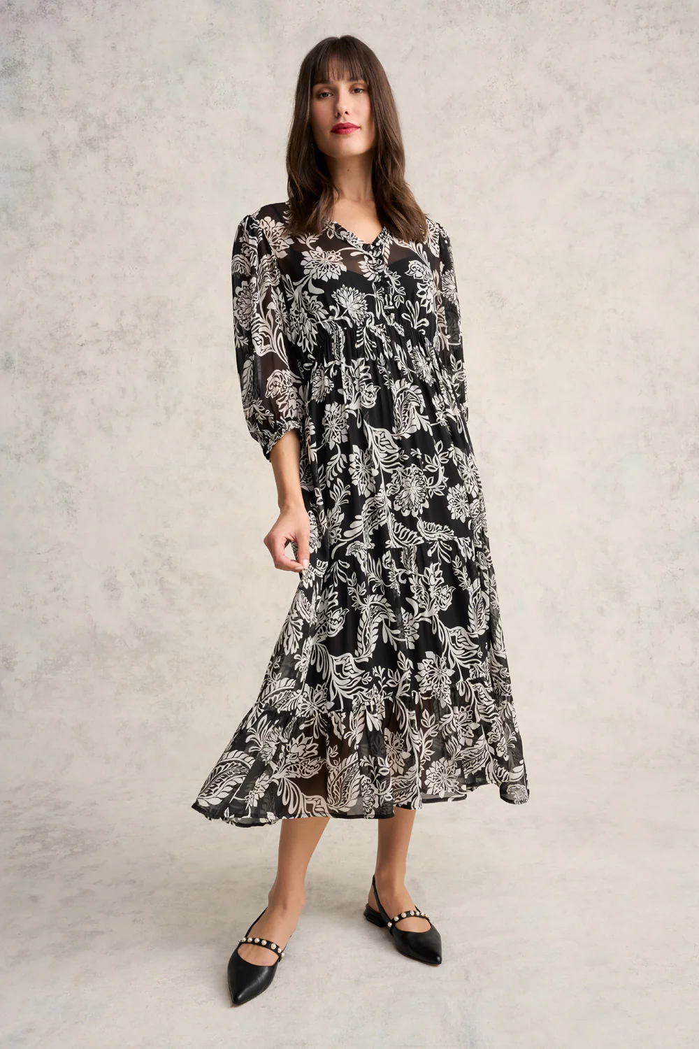 Printed Tiered Dress - Coco Floral - Skullriy