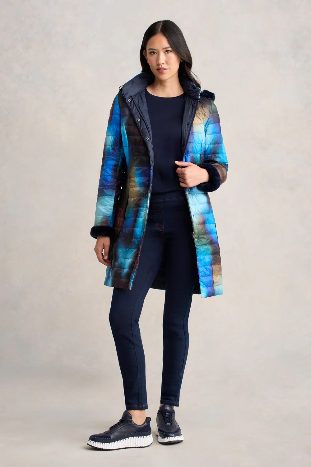 Reversible Longline Puffer - Ombre Print - Skullriy