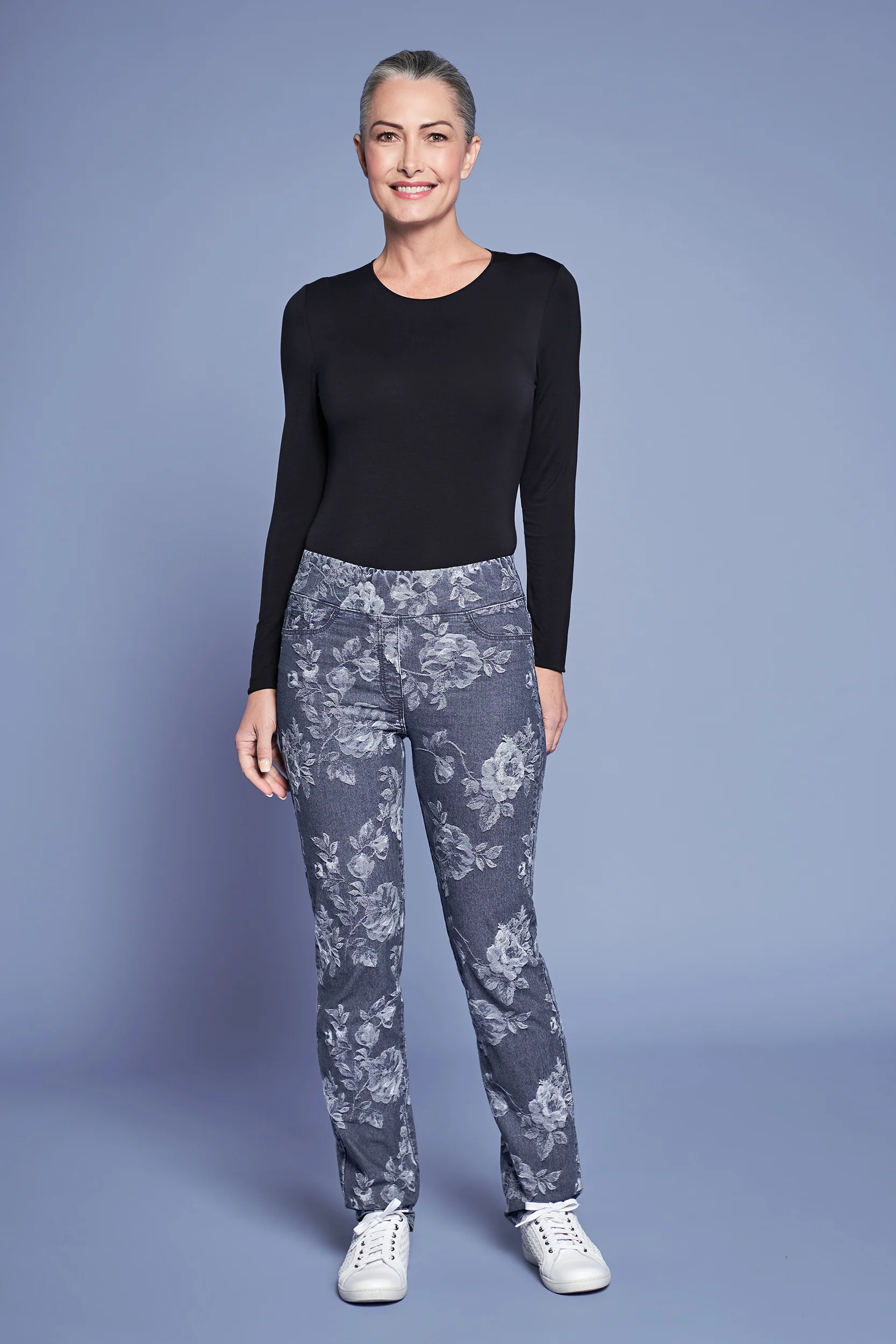 Bengajean  Jacquard Straight Leg - Floral Denim - Skullriy