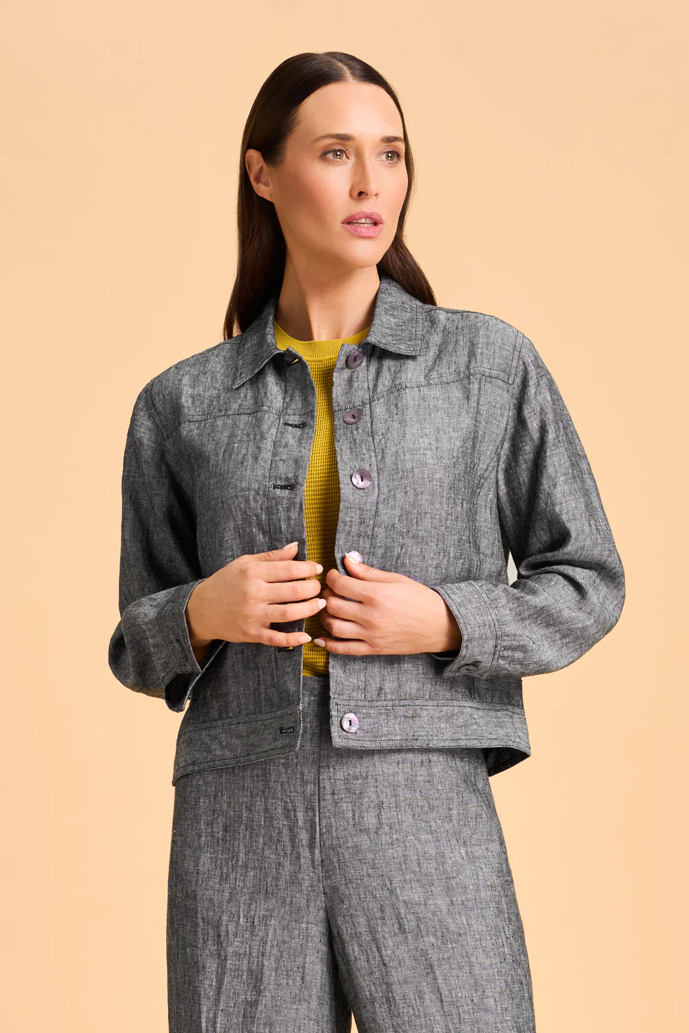 Timeless Linen Jacket - Charcoal - Skullriy
