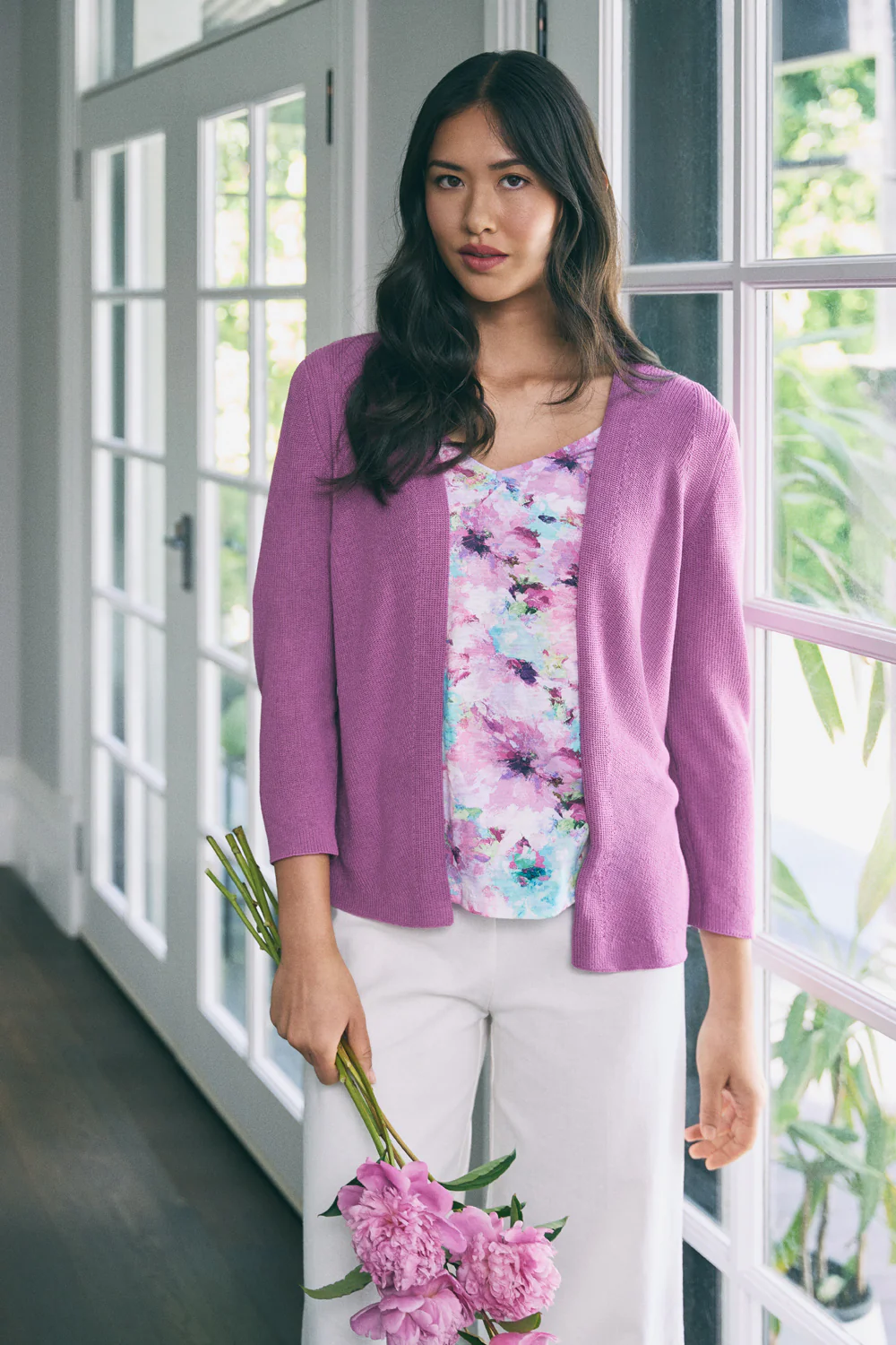 Knitted 3/4 Sleeve Cardigan - First Bloom - Skullriy