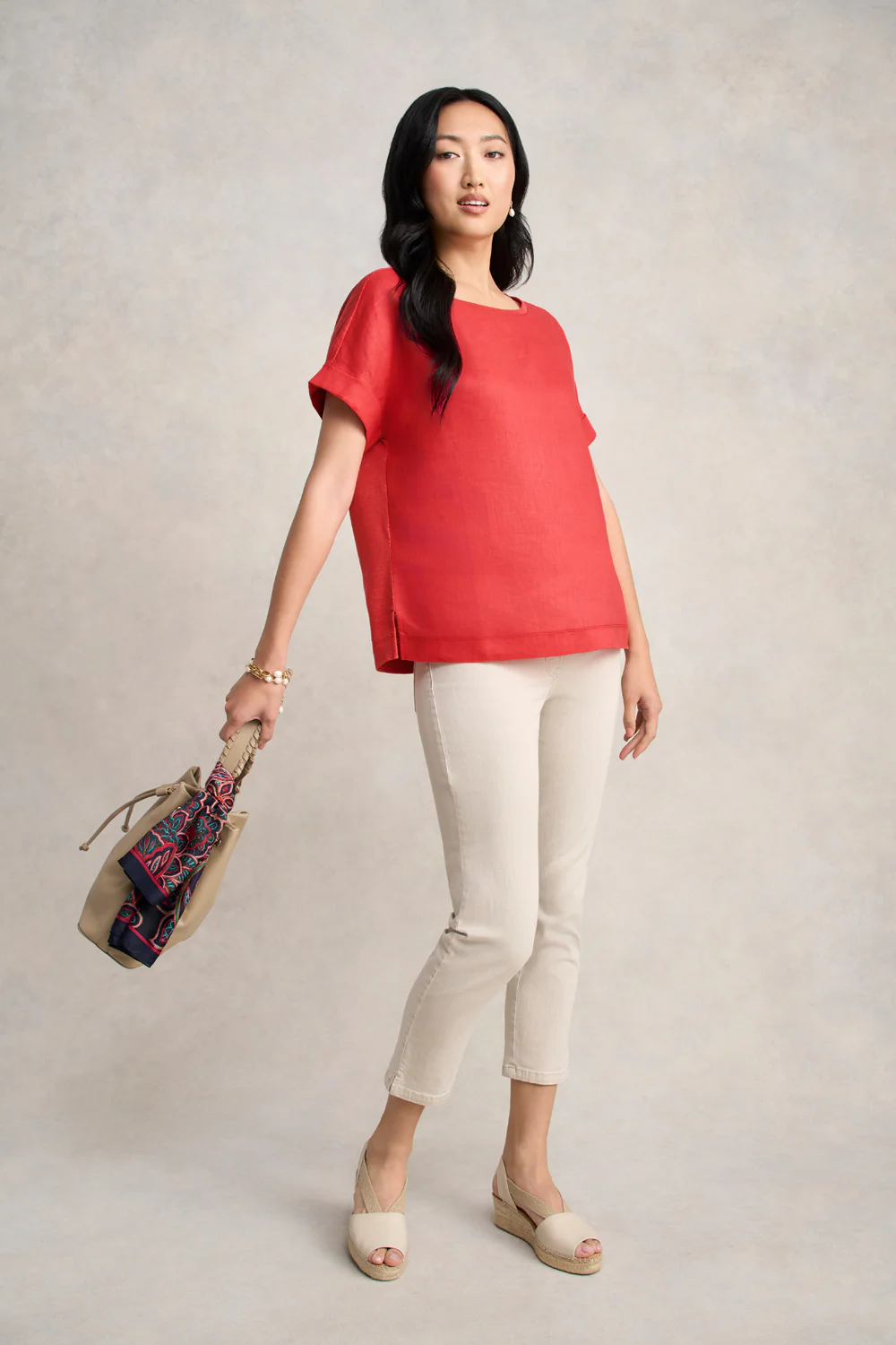 Linen Mix Top - Poppy - Skullriy