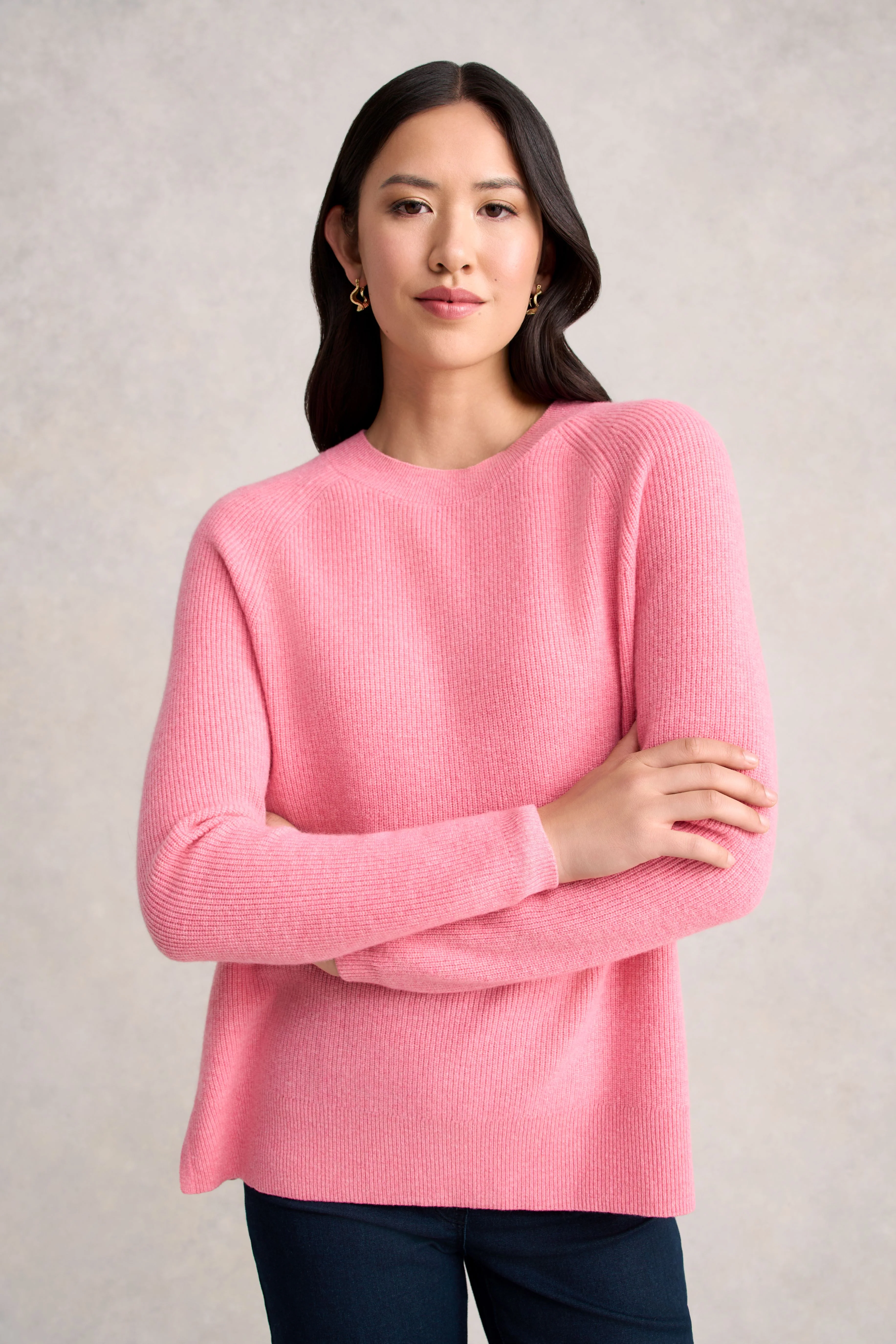 Wool Rib Knit - Pink White Marle - Skullriy