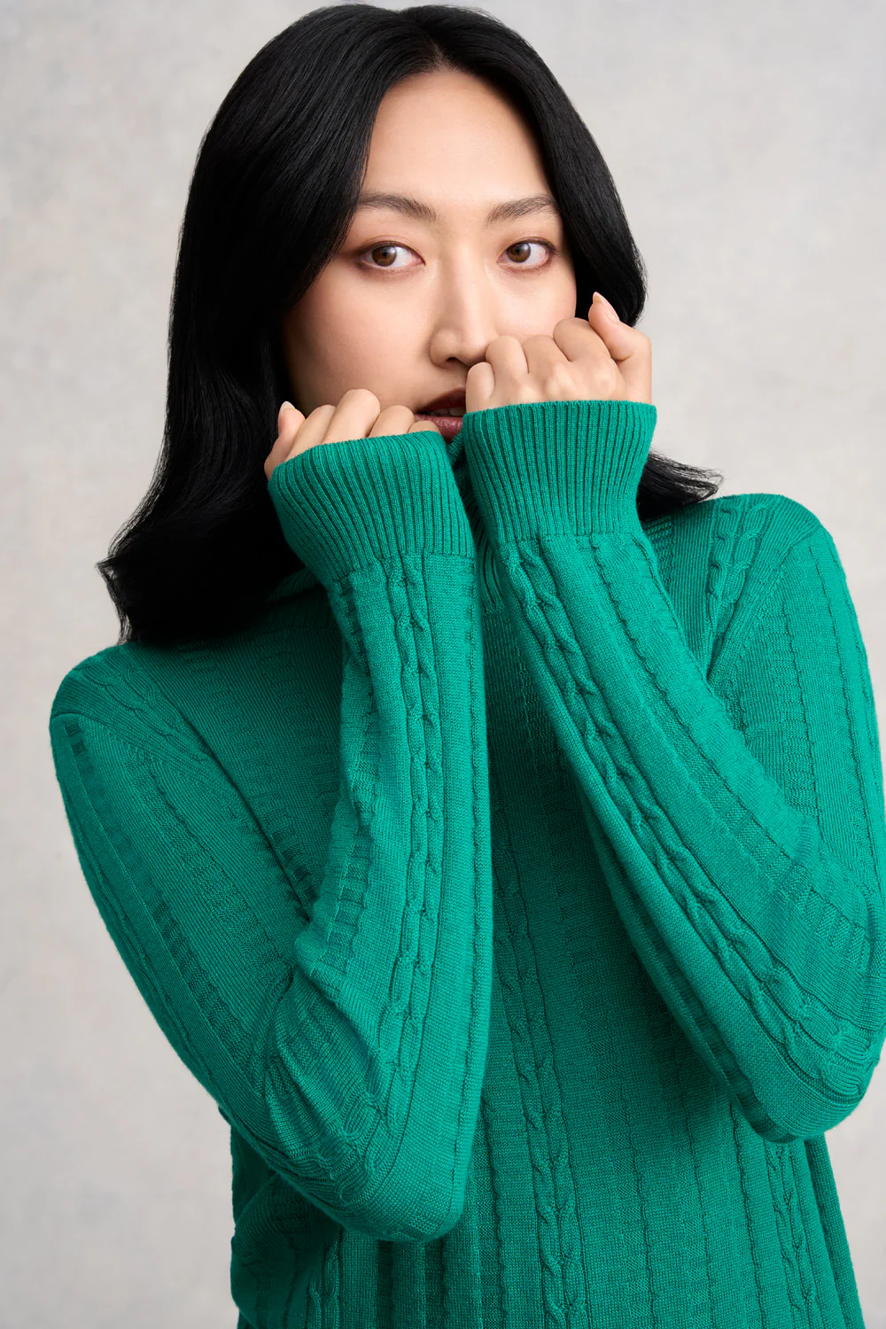 Wool Cable Jumper - Jade - Skullriy