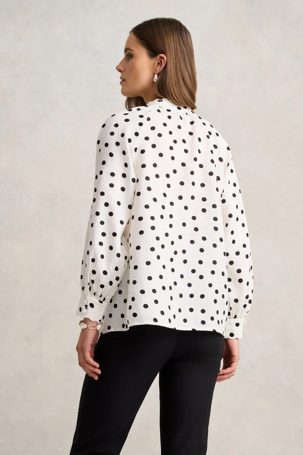 Spot Linen Blouse  C Spot Print - Skullriy