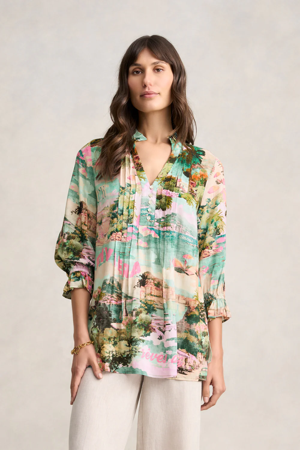 Pleat Front Kaftan - Holiday Print - Skullriy