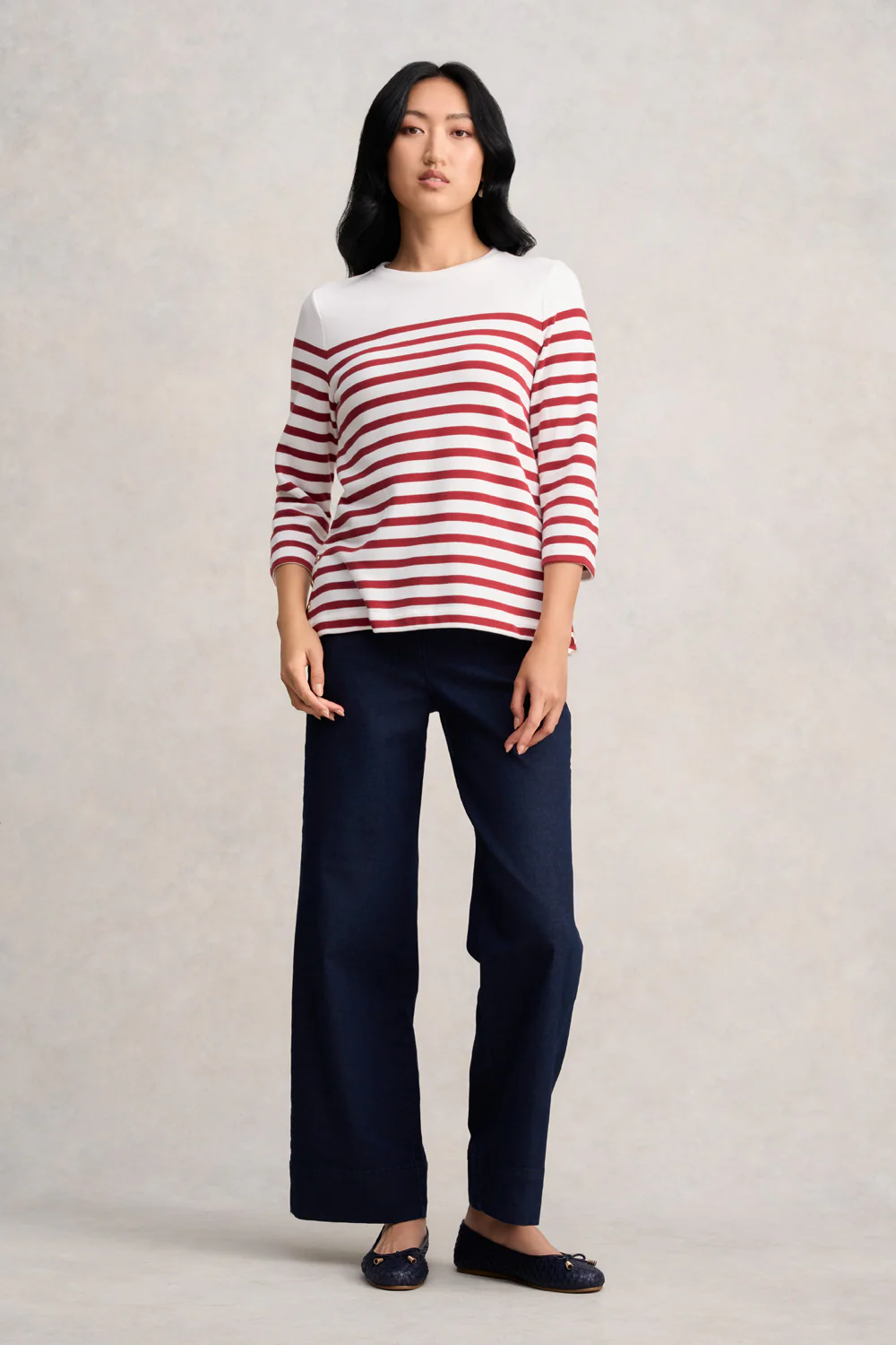 Button Detail Top - Red & Cream Stripe - Skullriy